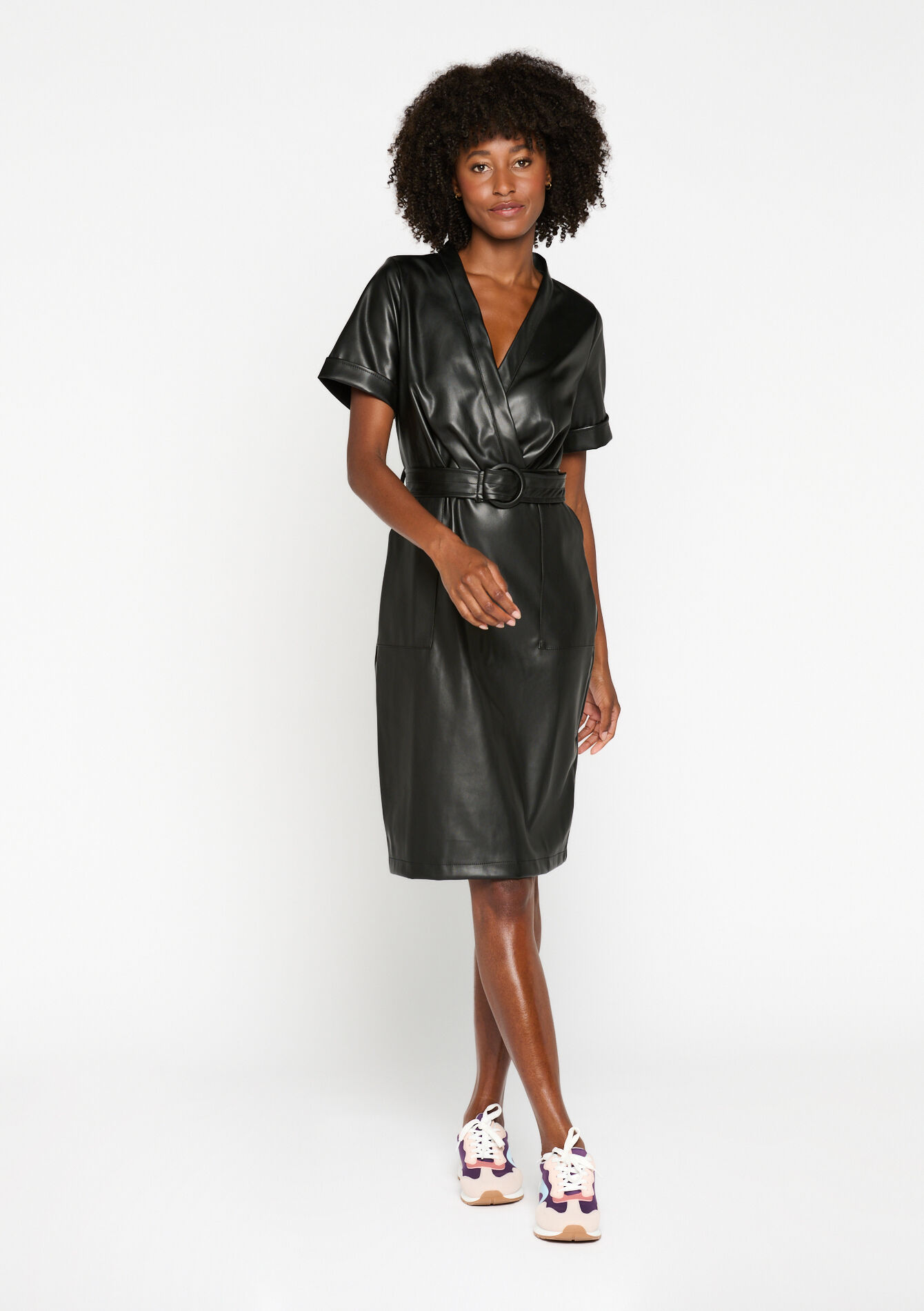 Robe courte en similicuir, Robe courte en similicuir - BLACK - 08103363_1119