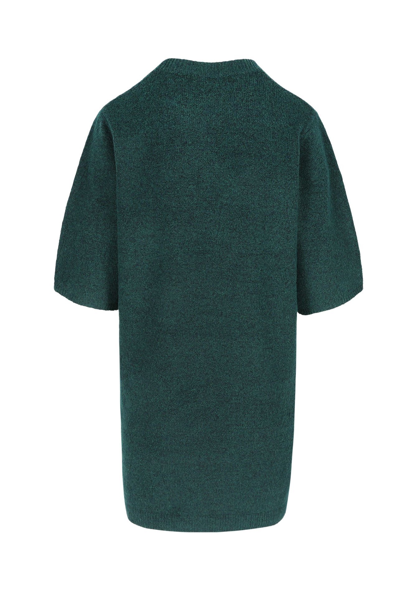 gebreide jurk met bloemenborduursel, gebreide jurk met bloemenborduursel - BOTTLE GREEN - 08104284_1778