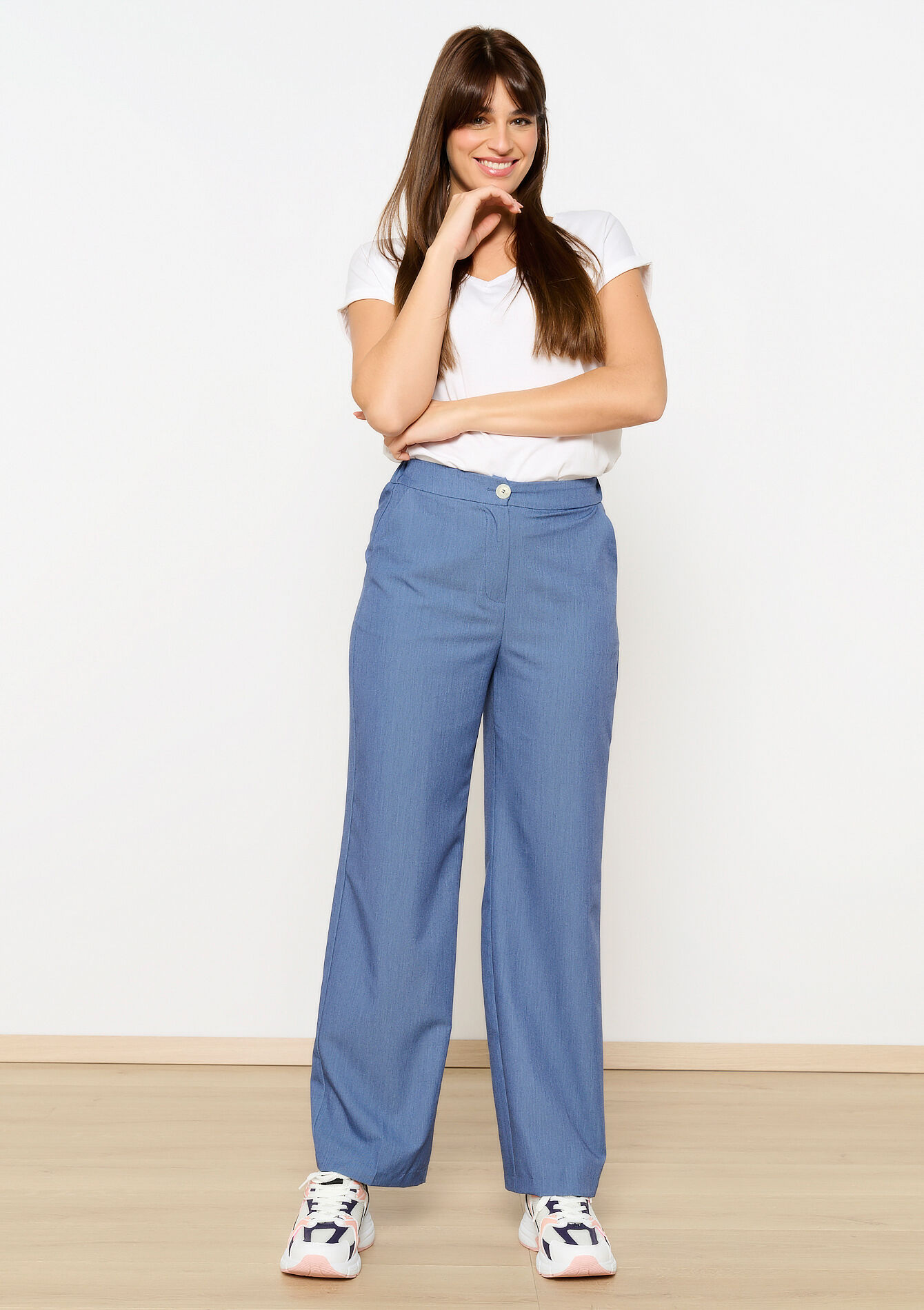 Kostuumbroek met denim look, Kostuumbroek met denim look - BLUE DENIM - 06100698_1638