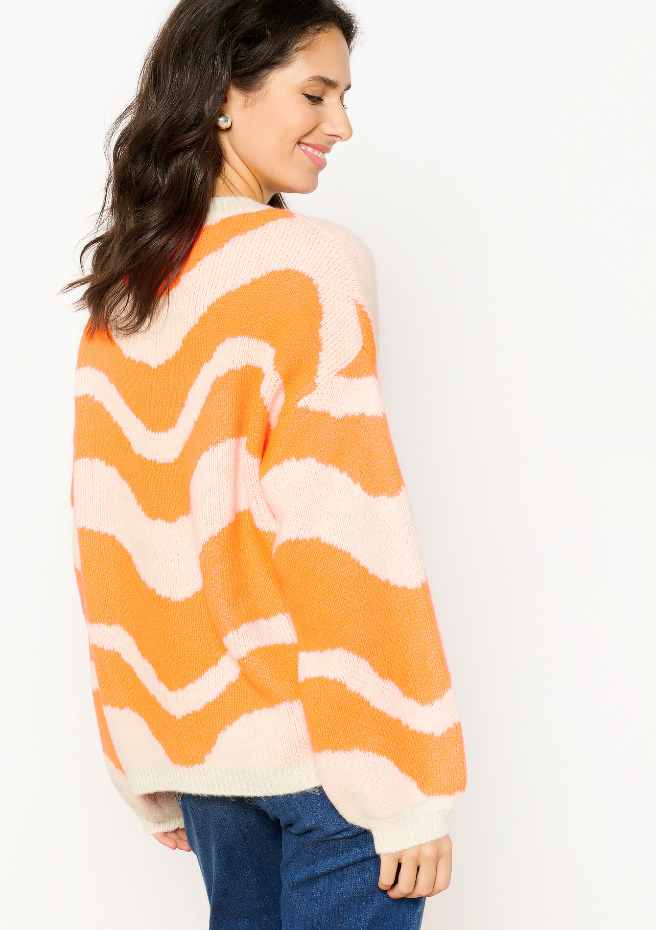 Pull à motif ondulé, Pull à motif ondulé - ORANGE BRIGHT - 04006730_1255