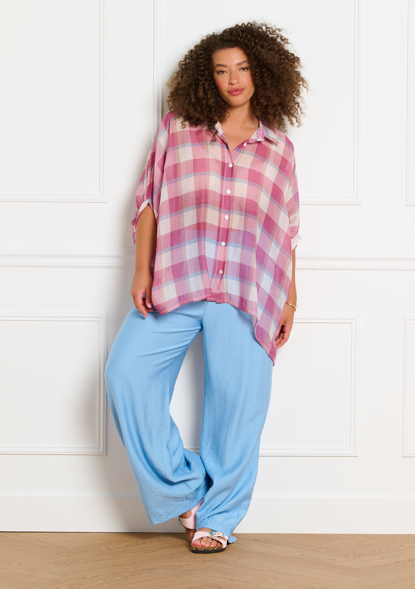 Losvallend geruit overhemd - RED FRAMBOISE - 05703074_1496