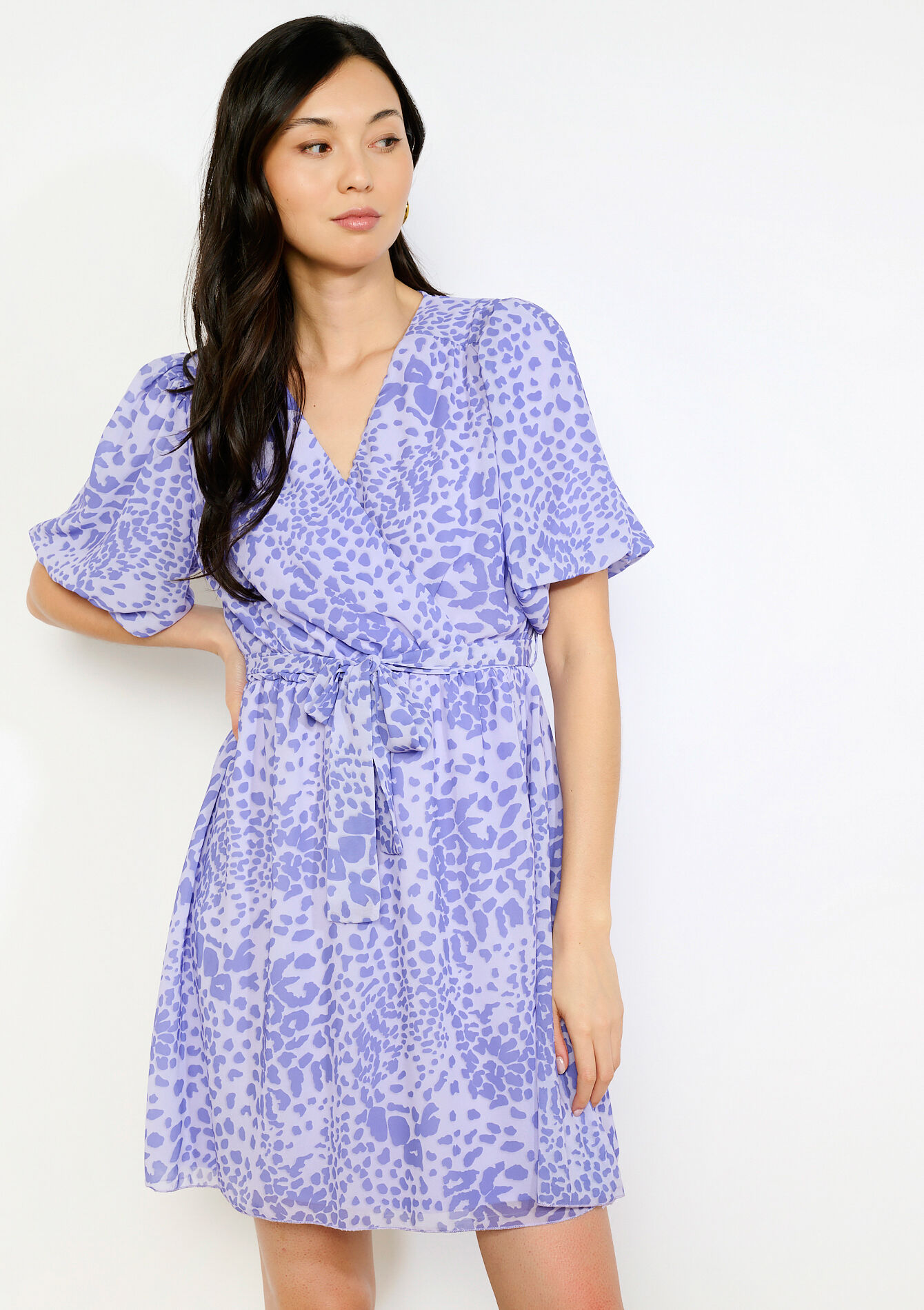 Robe cache-coeur en voile - PASTEL LILAC - 08104452_1493