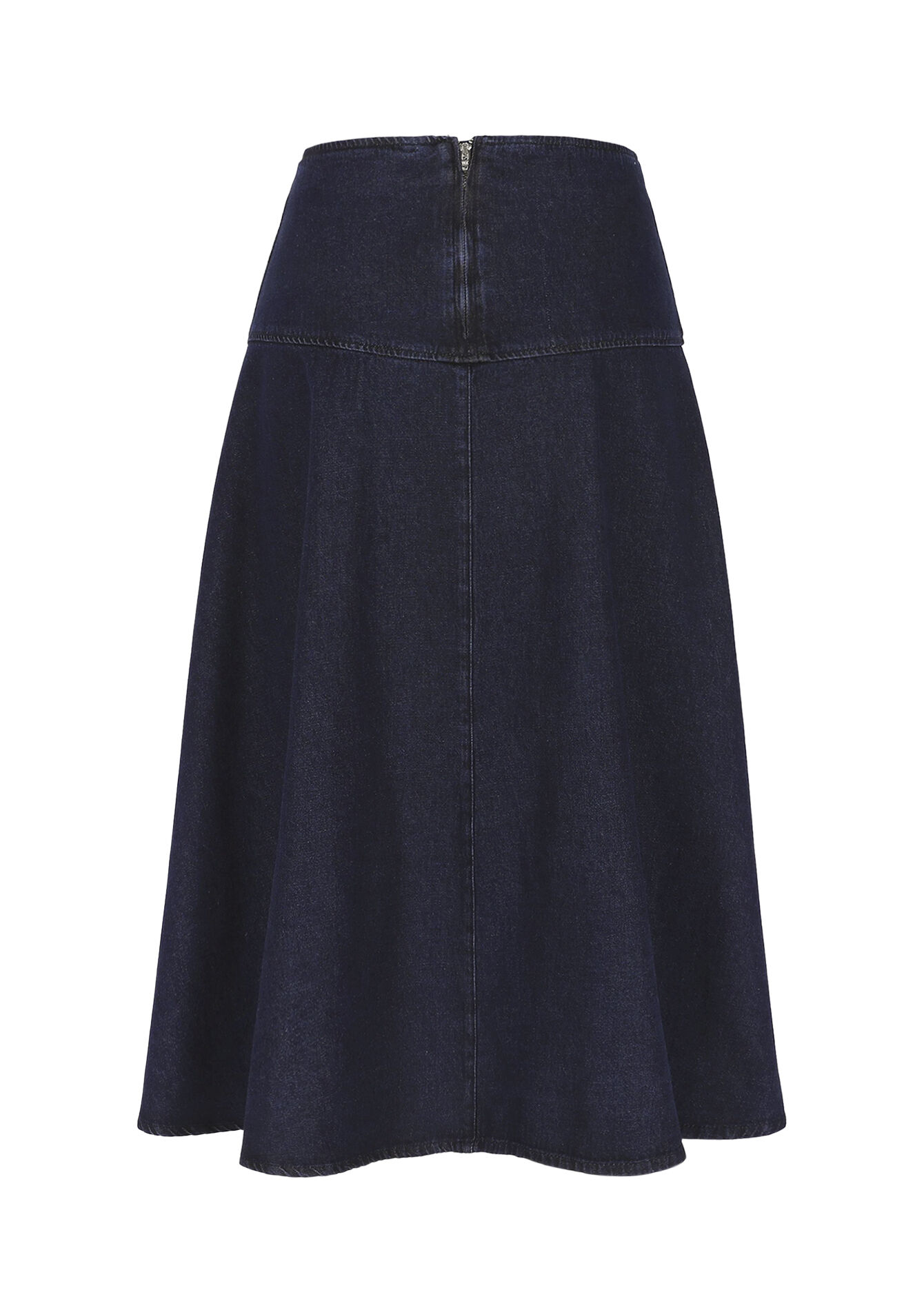 Denim midi flared skirt - DARK BLUE - 07101482_0501