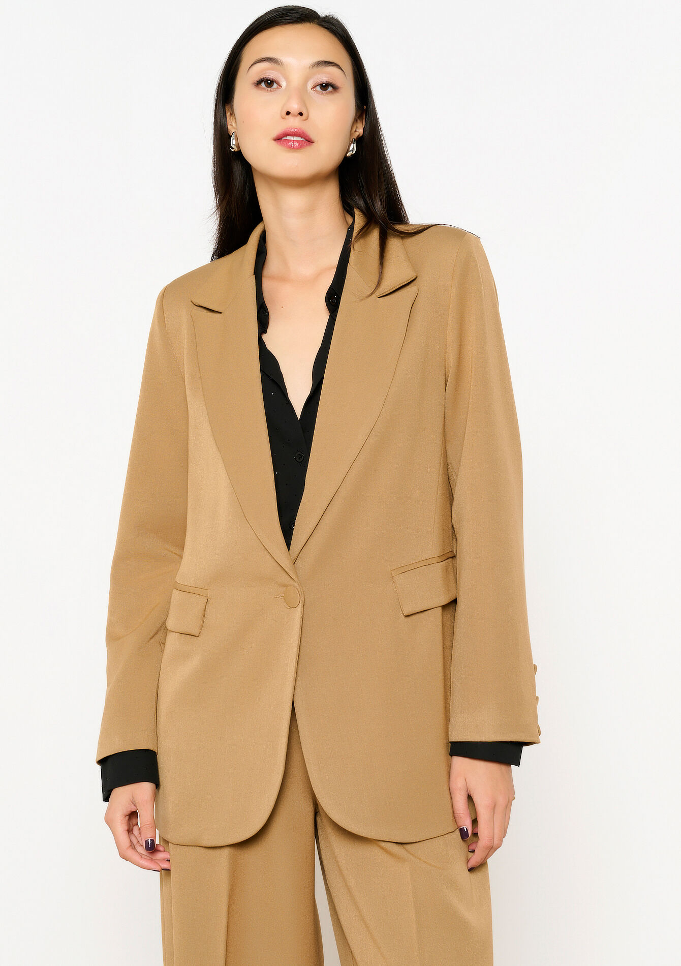 Blazer met gestoffeerde knoop - LIGHT CAMEL - 09100975_3814