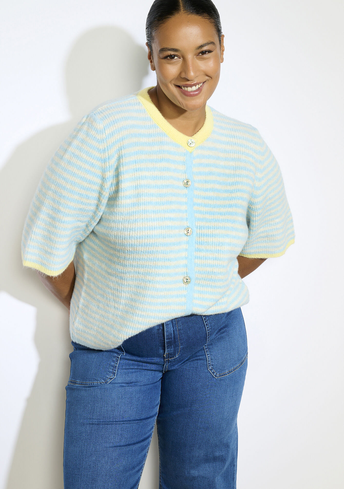 Delicate striped cardigan, Delicate striped cardigan - LT BLUE - 04101336_2519