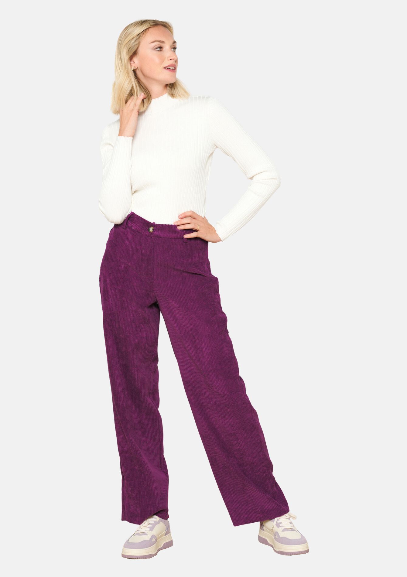 Corduroy broek - PURPLE - 06100557_5902
