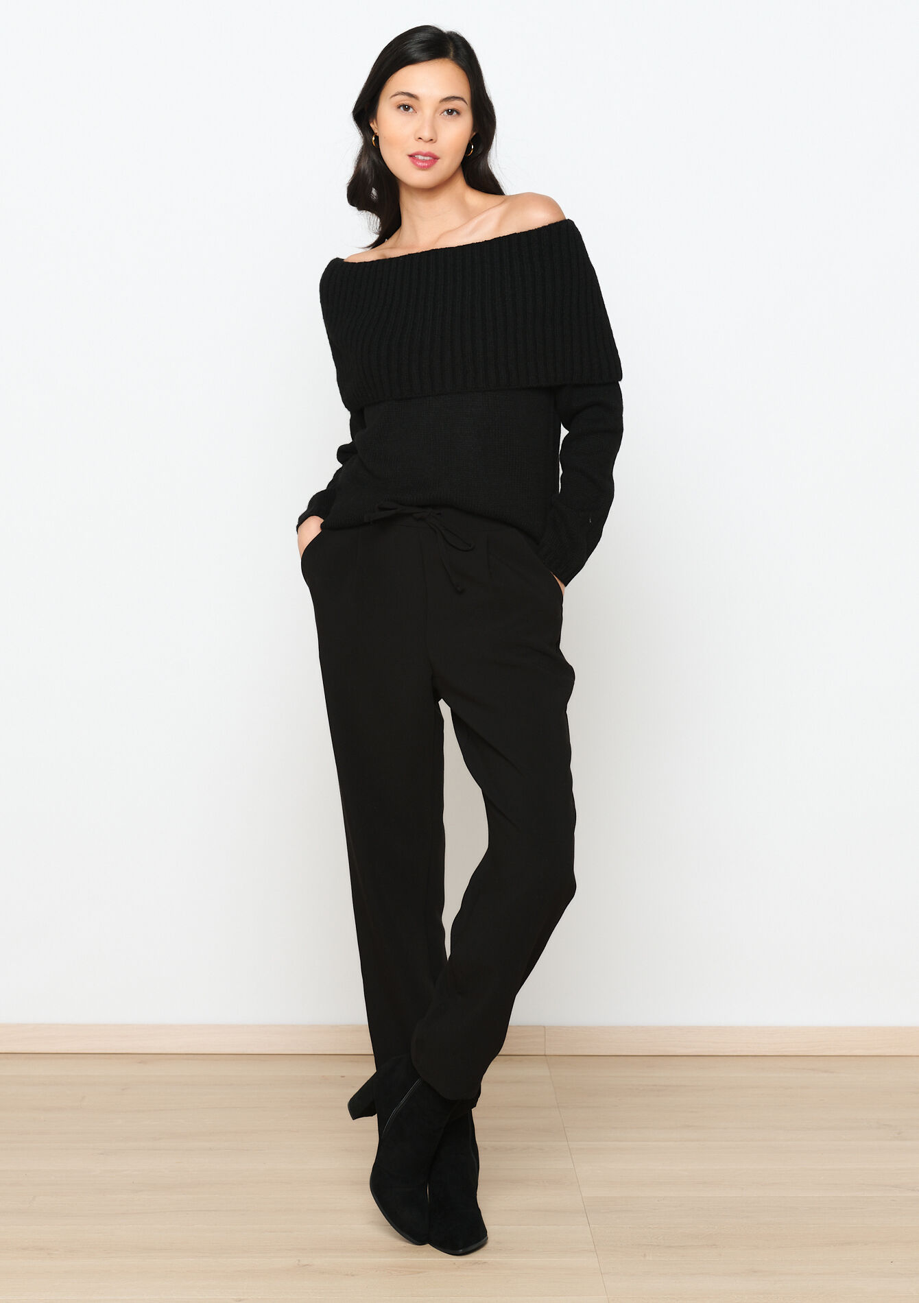 Off-shoulder trui - BLACK - 04006415_1119