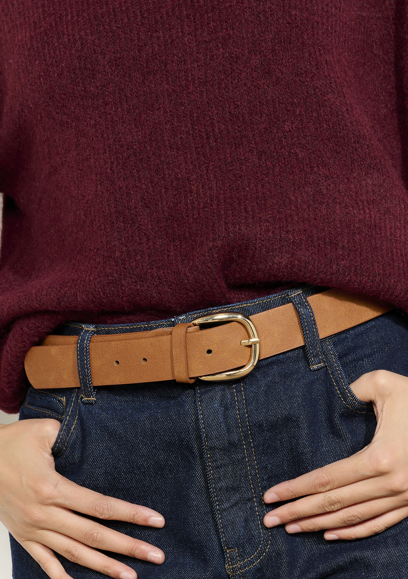 Riem met ovale gesp - CAMEL BROWN - 14001946_3818