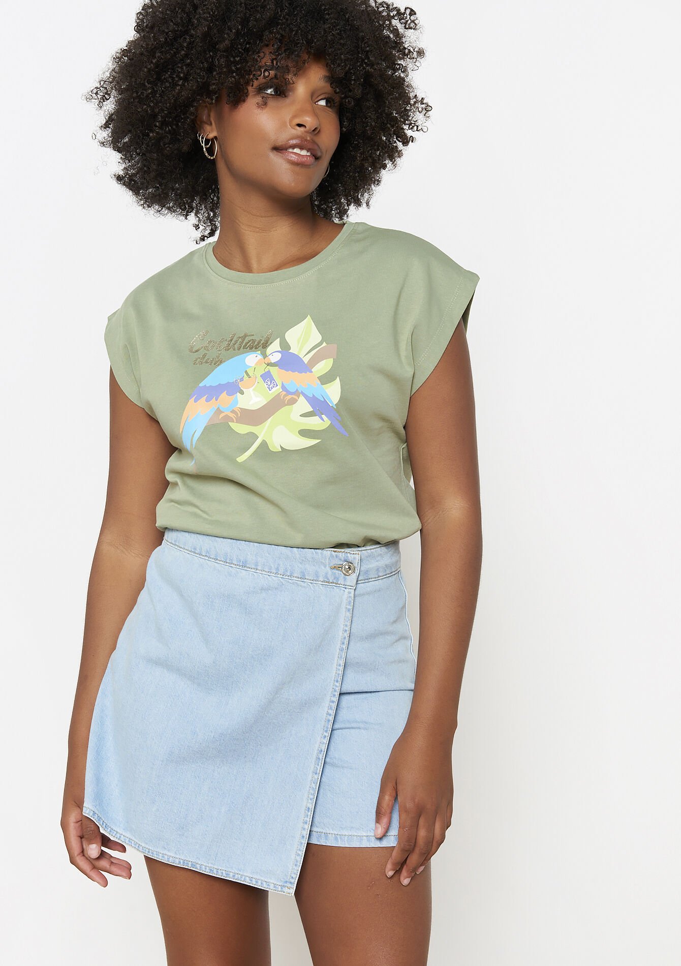 T-shirt met korte mouwen, T-shirt met korte mouwen - KHAKI FADED - 02301695_4326