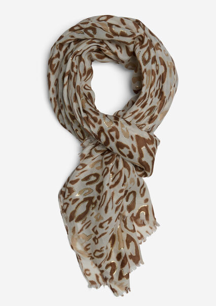 Leopard print scarf - OFFWHITE - 1093359