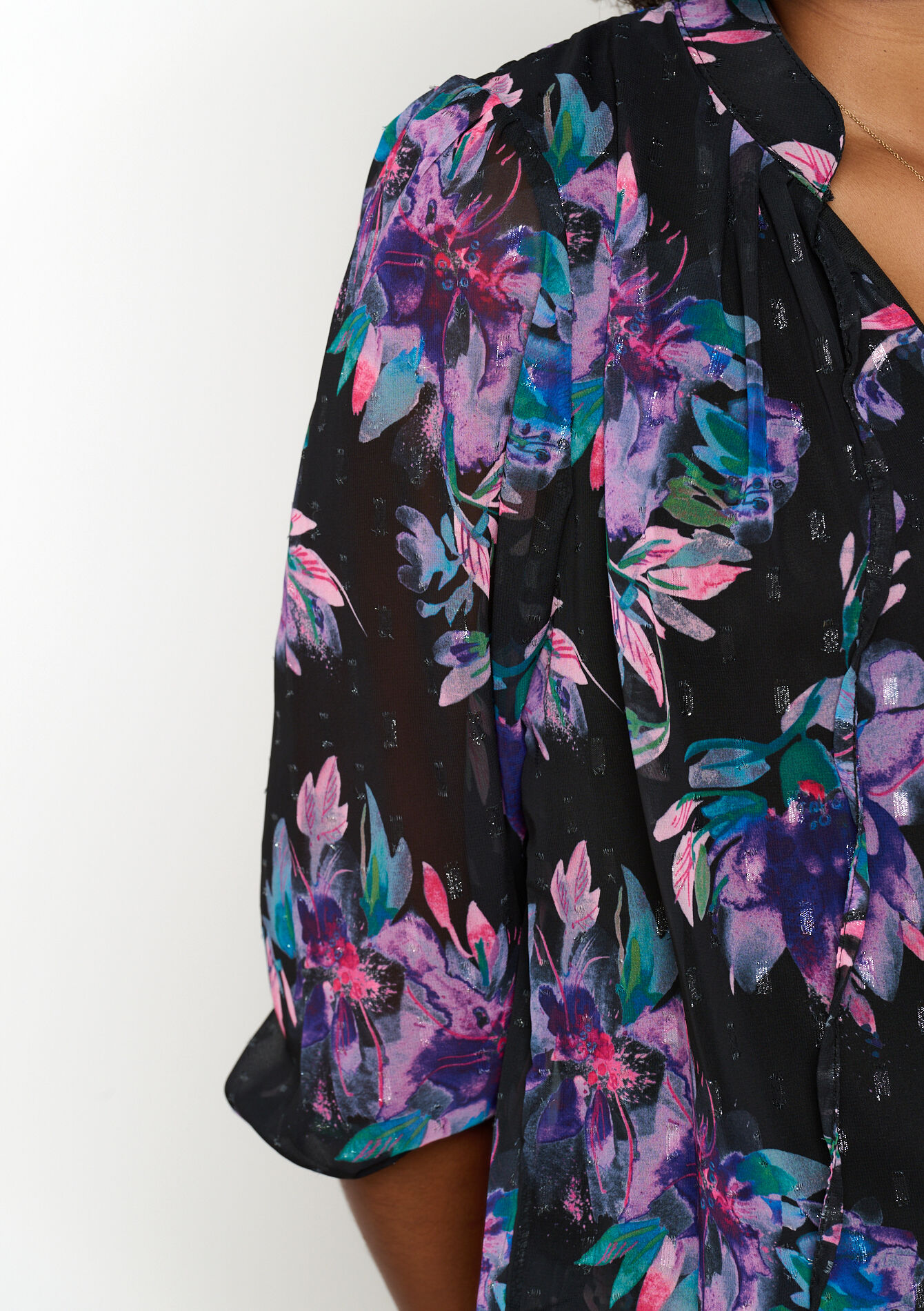 Blouse met bloemenprint, Blouse met bloemenprint - BLACK - 05702656_1119