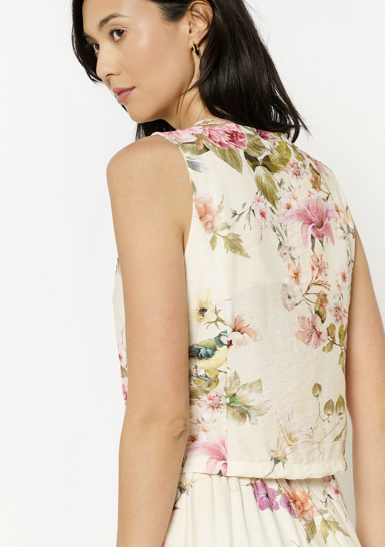 Mouwloos bloemenvest, Mouwloos bloemenvest - VANILLA WHITE - 09001480_1013