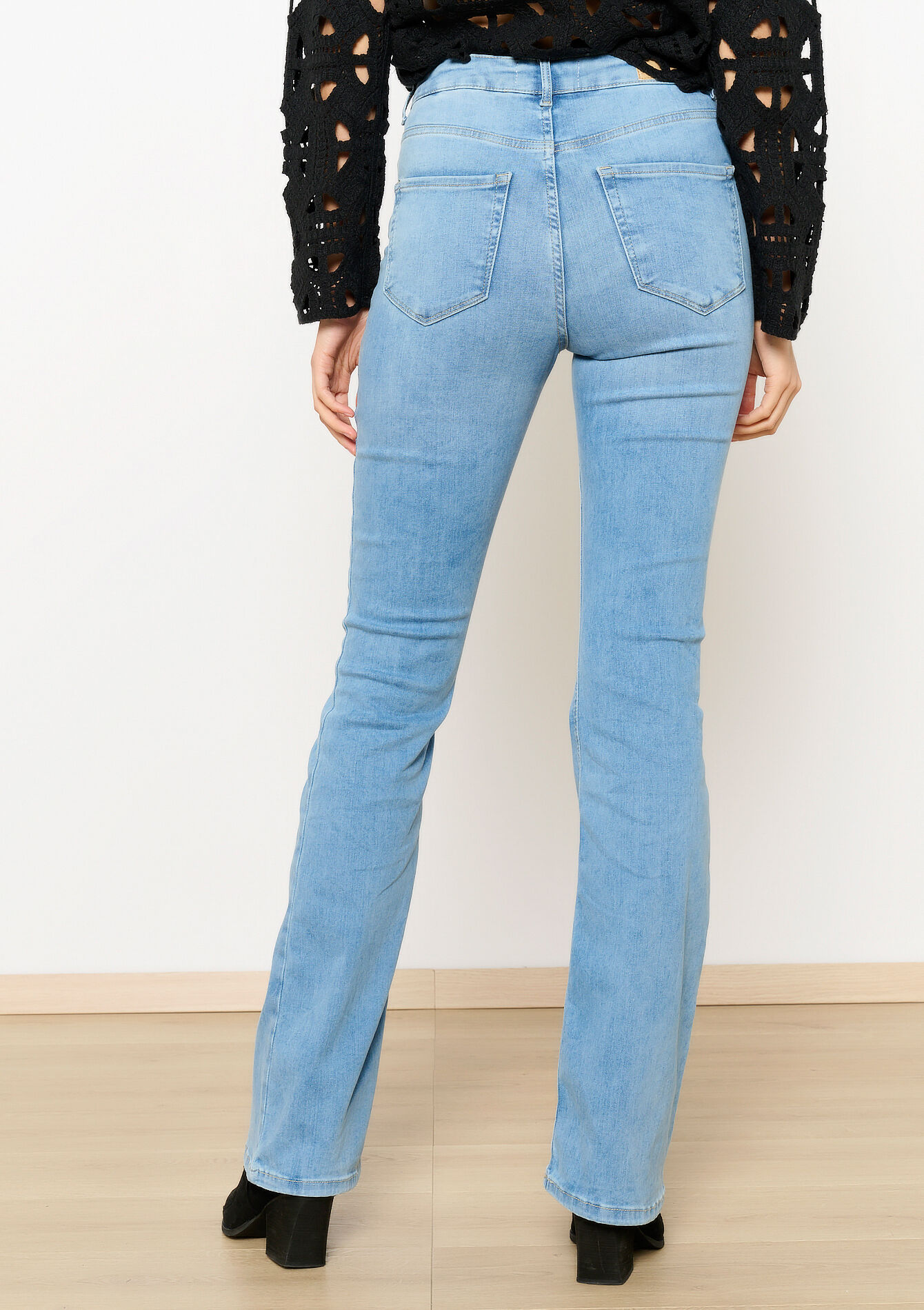 Bootcut jeans met hoge taille - BLUE BLEACHED - 22000559_0502