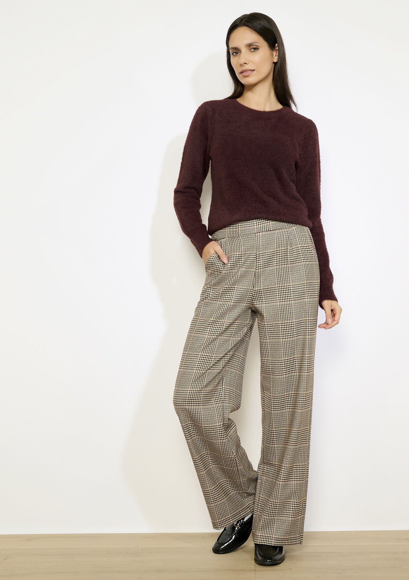 Geruite rechte broek, Geruite rechte broek - VANILLA WHITE - 06601057_1013