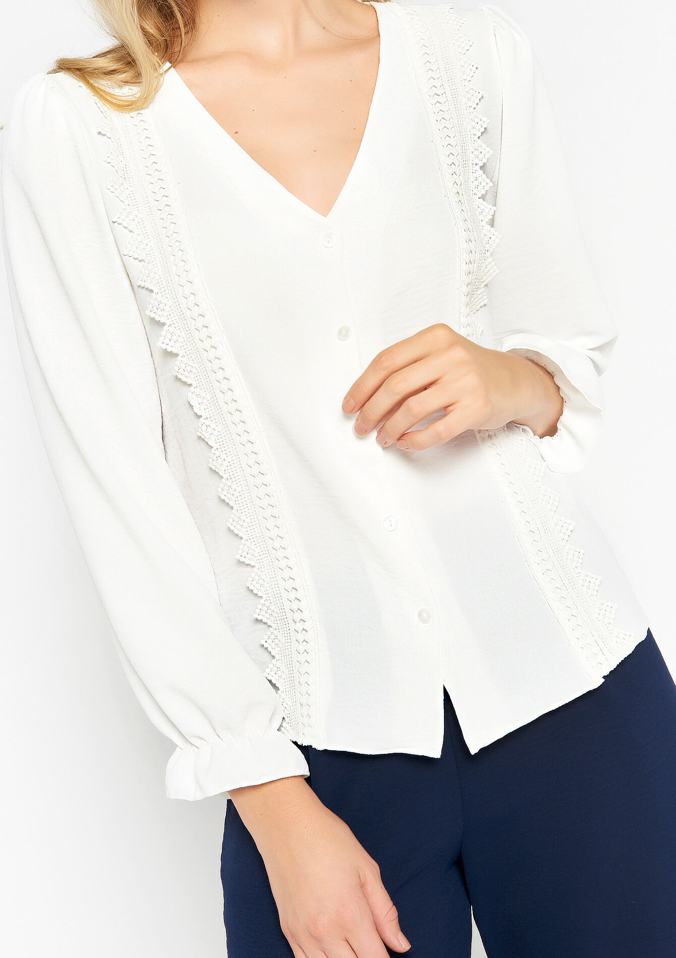 Blouse with embroidery - OPTICAL WHITE - 05702131_1019