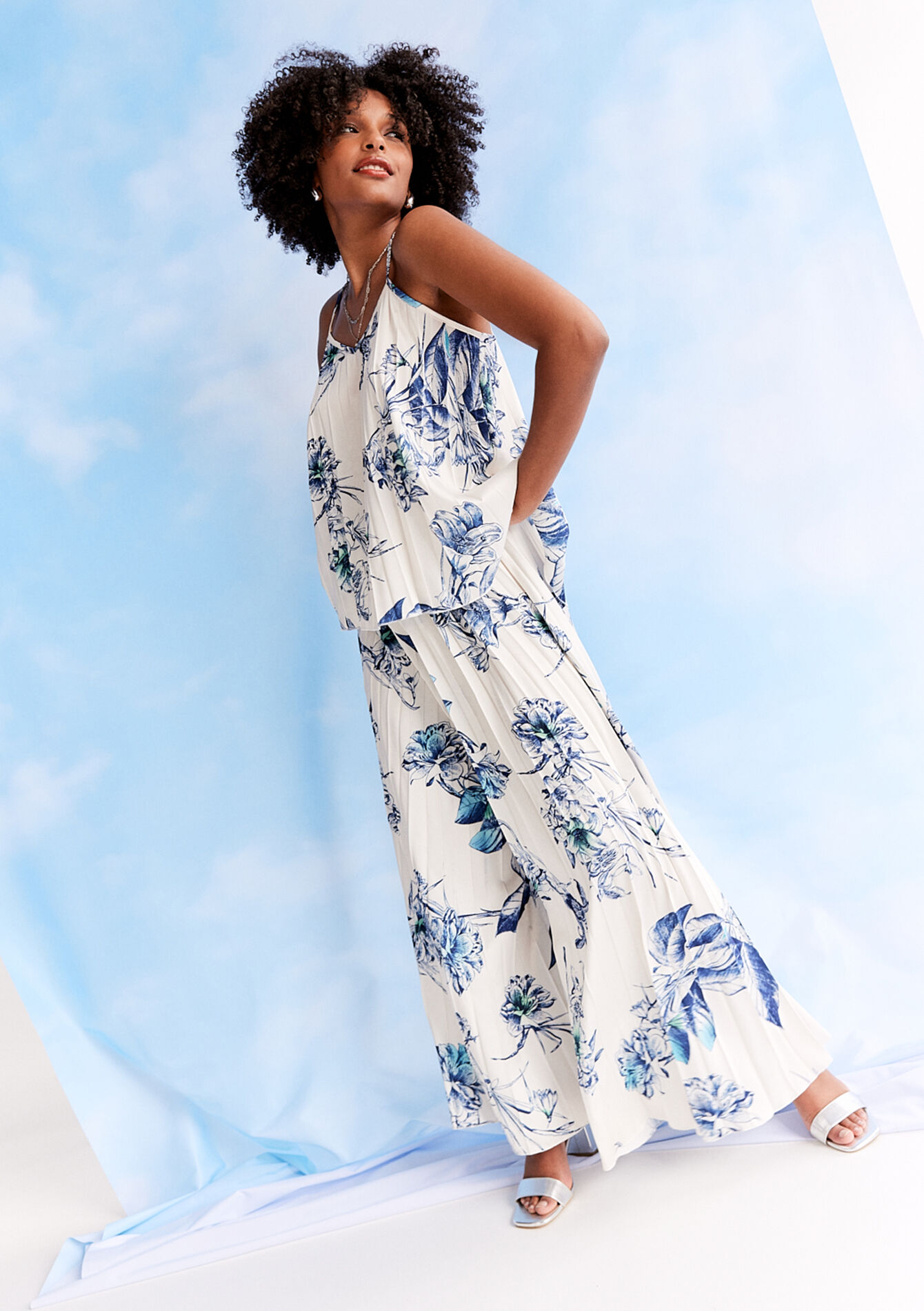 Plissé broek met bloemen, Plissé broek met bloemen - OFFWHITE - 06600861_1001