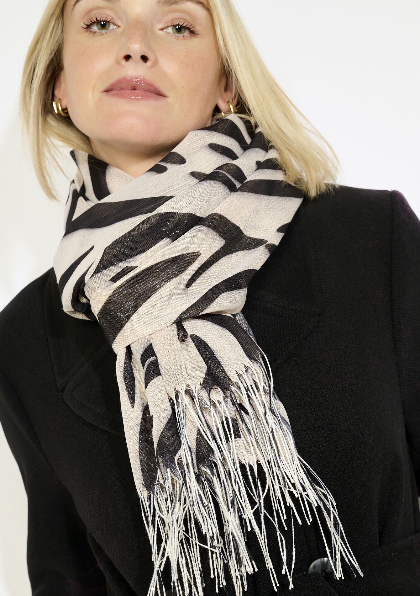 Zebra sjaal met franjes, Zebra sjaal met franjes, , front