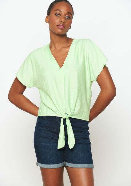 Blouse with knot - LIME - 05702483_4711