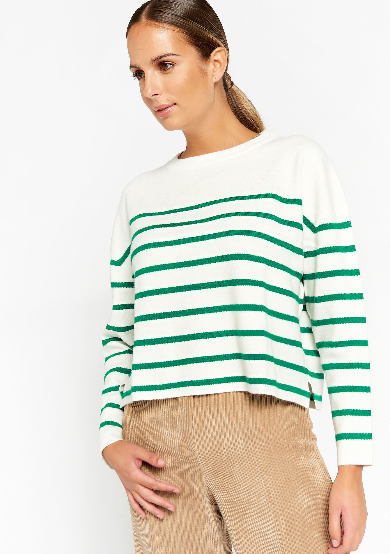 Pullover court à rayures, Pullover court à rayures - GREEN APPLE - 04006146_1783