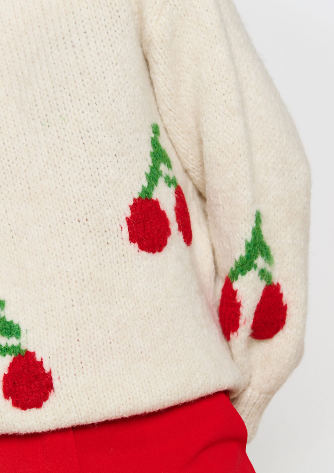 Pullover en jacquard avec cerises, Pullover en jacquard avec cerises - VANILLA WHITE - 04006693_1013