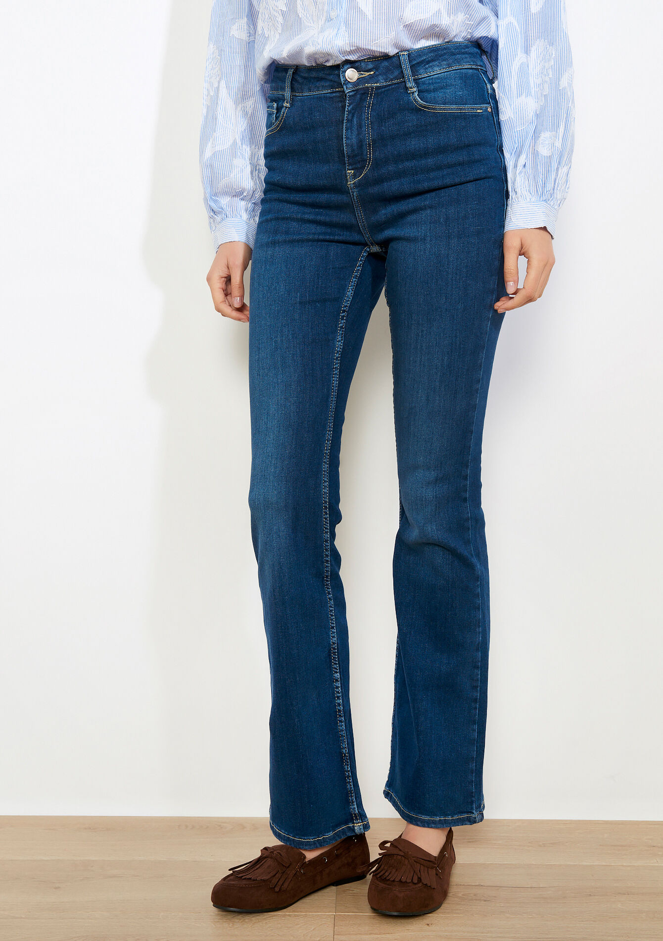 Jean bootcut taille haute, Jean bootcut taille haute - DARK BLUE - 22000628_0501