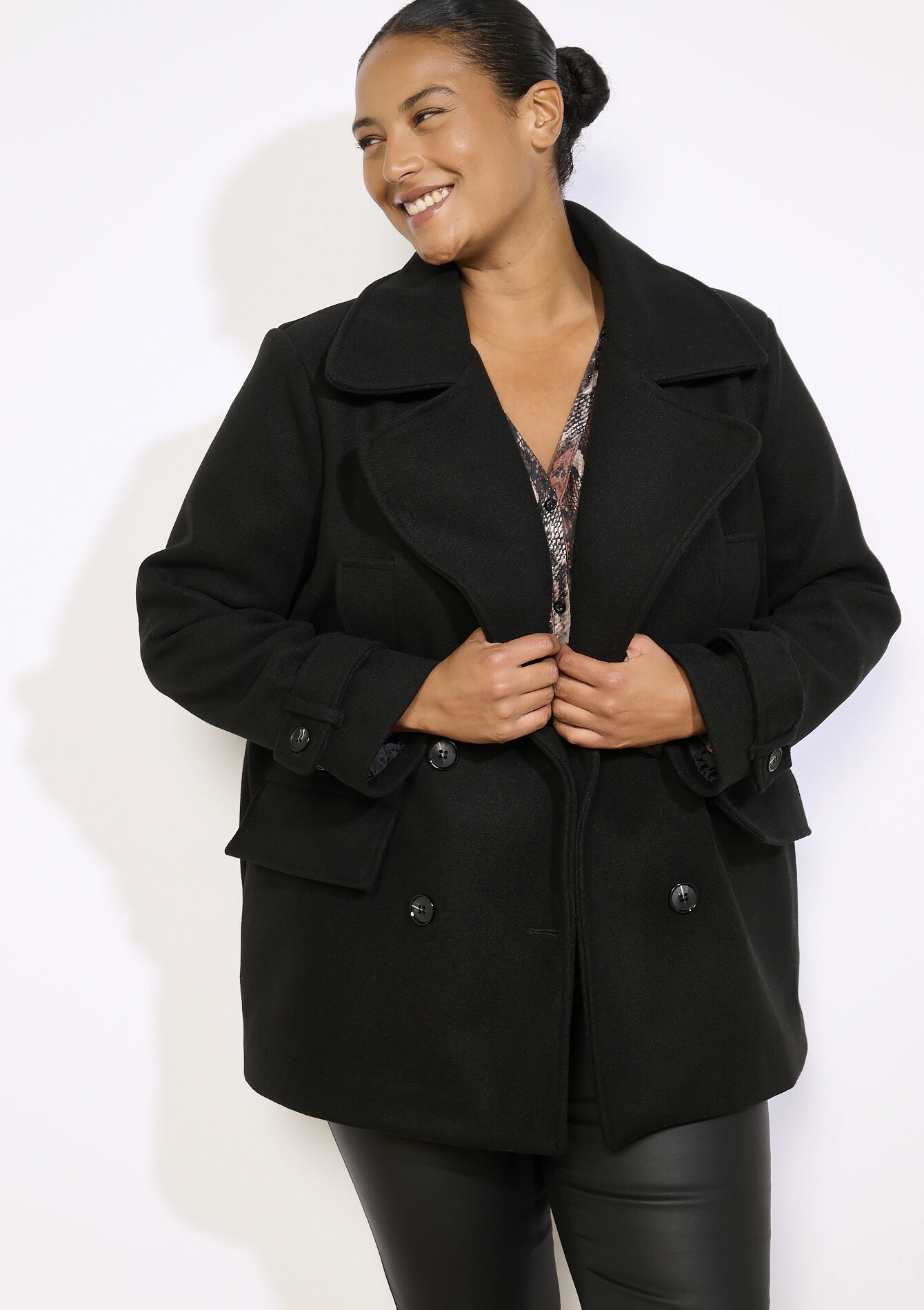 Manteau croisé, Manteau croisé - BLACK - 23000803_1119