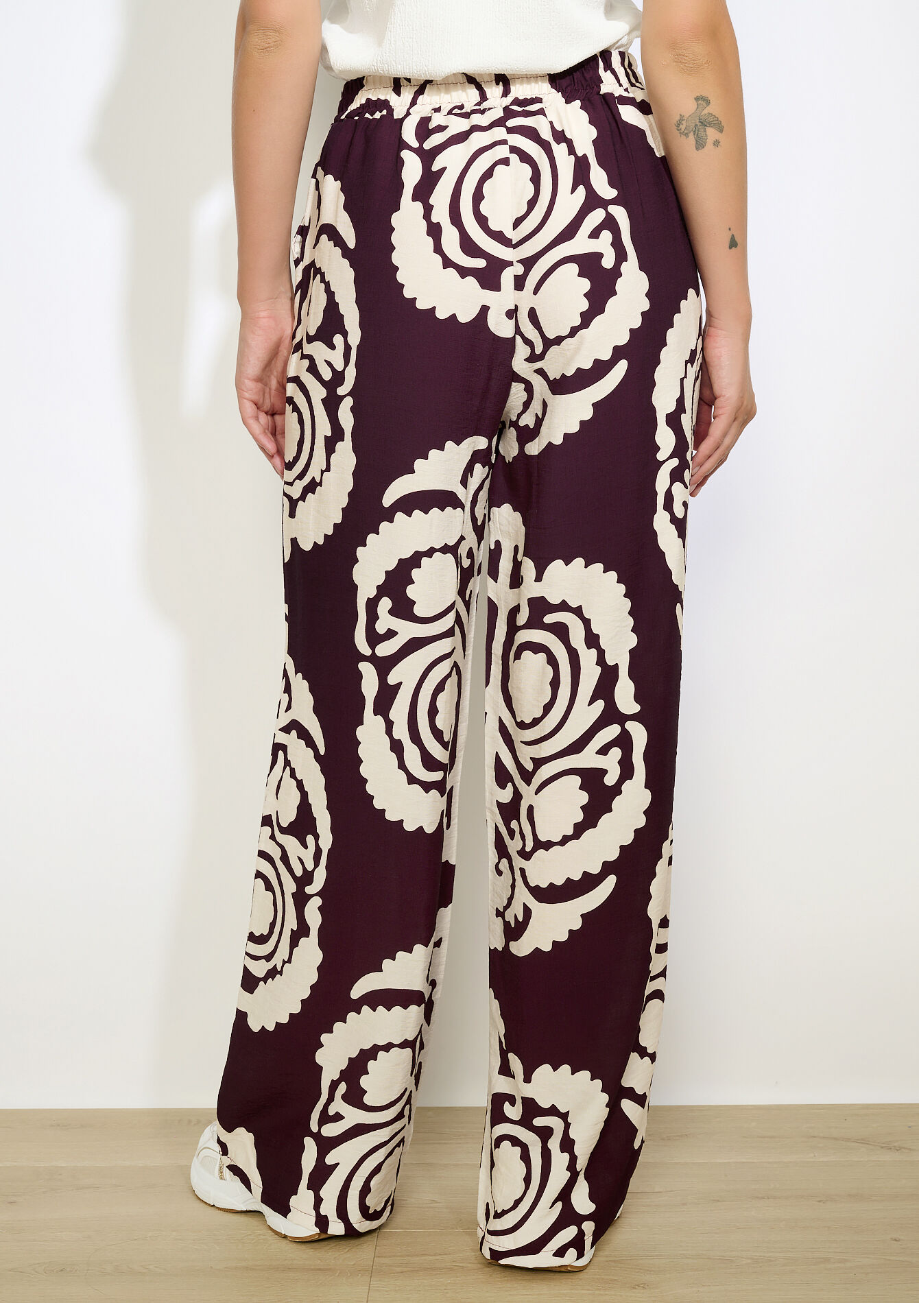Wide printed trousers - AUBERGINE - 06601043_1537