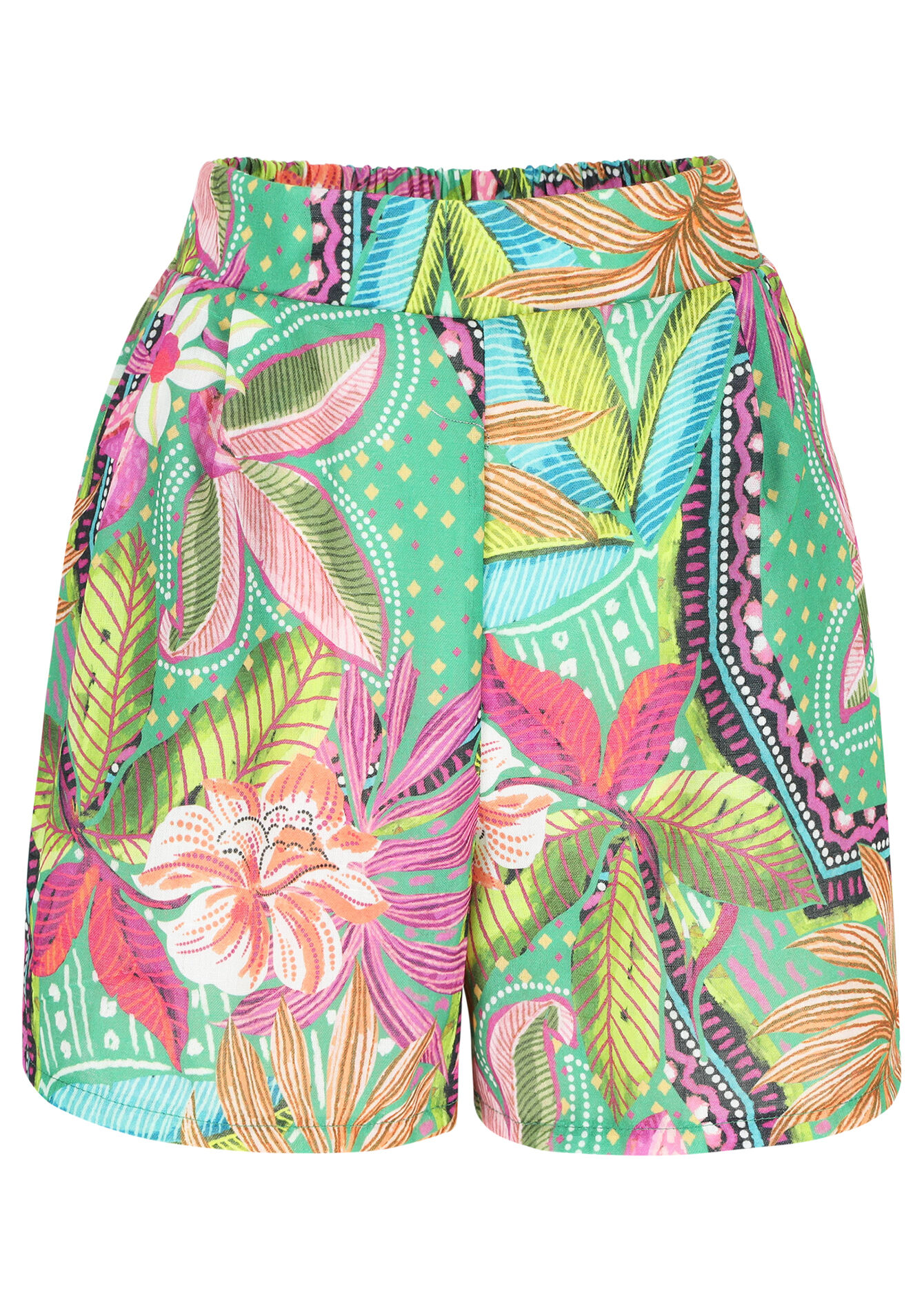 Short à imprimé tropical, Short à imprimé tropical - GREEN APPLE - 06100633_1783