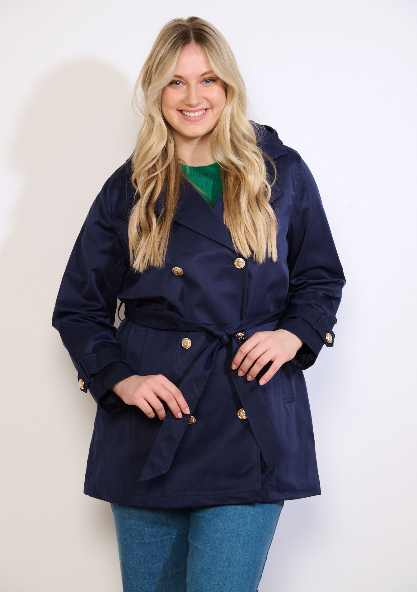 Trench fluide ceinturé, , back