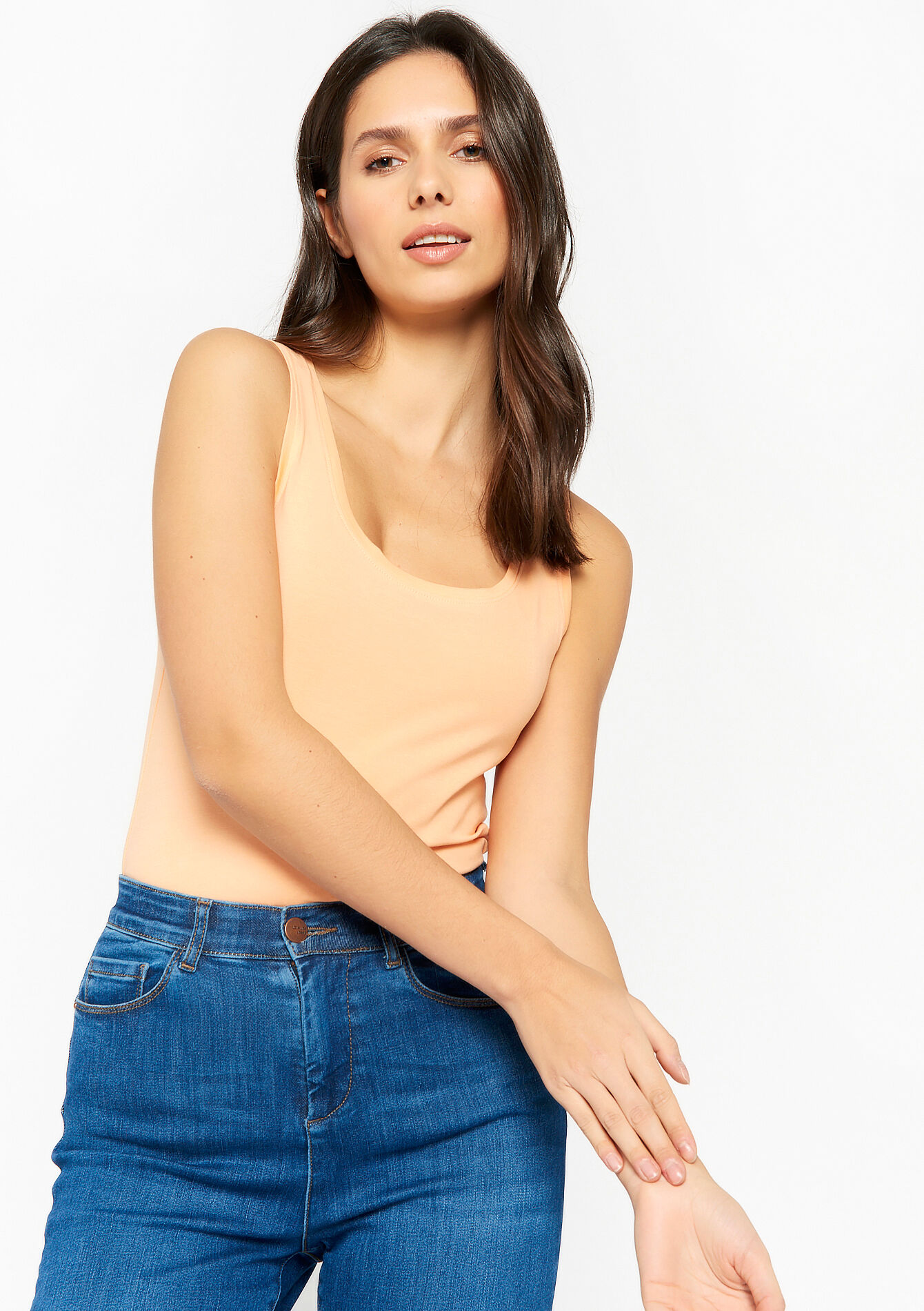 Top with low neckline - PASTEL PEACH - 02200328_1974