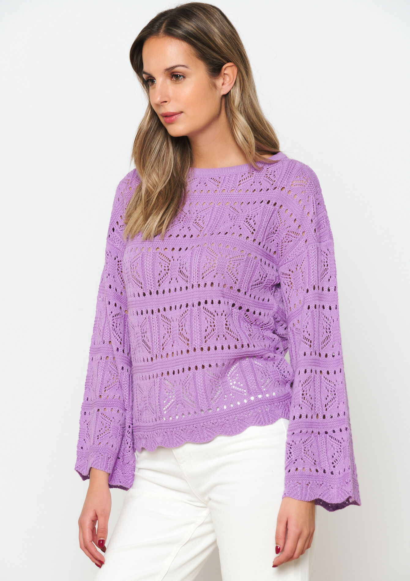 Trui in macramé-stijl, Trui in macramé-stijl - LILAC BRIGHT - 04006298_2578