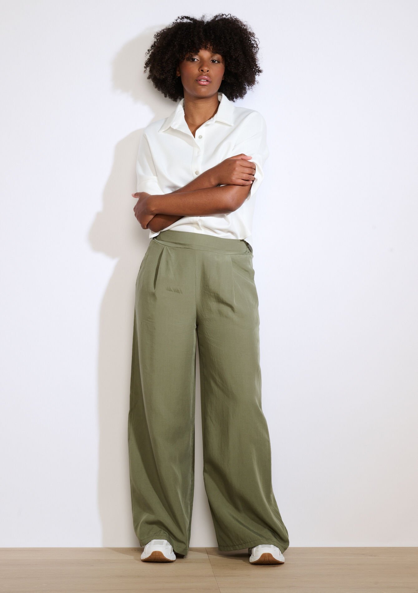 Pantalon large fluide, , back