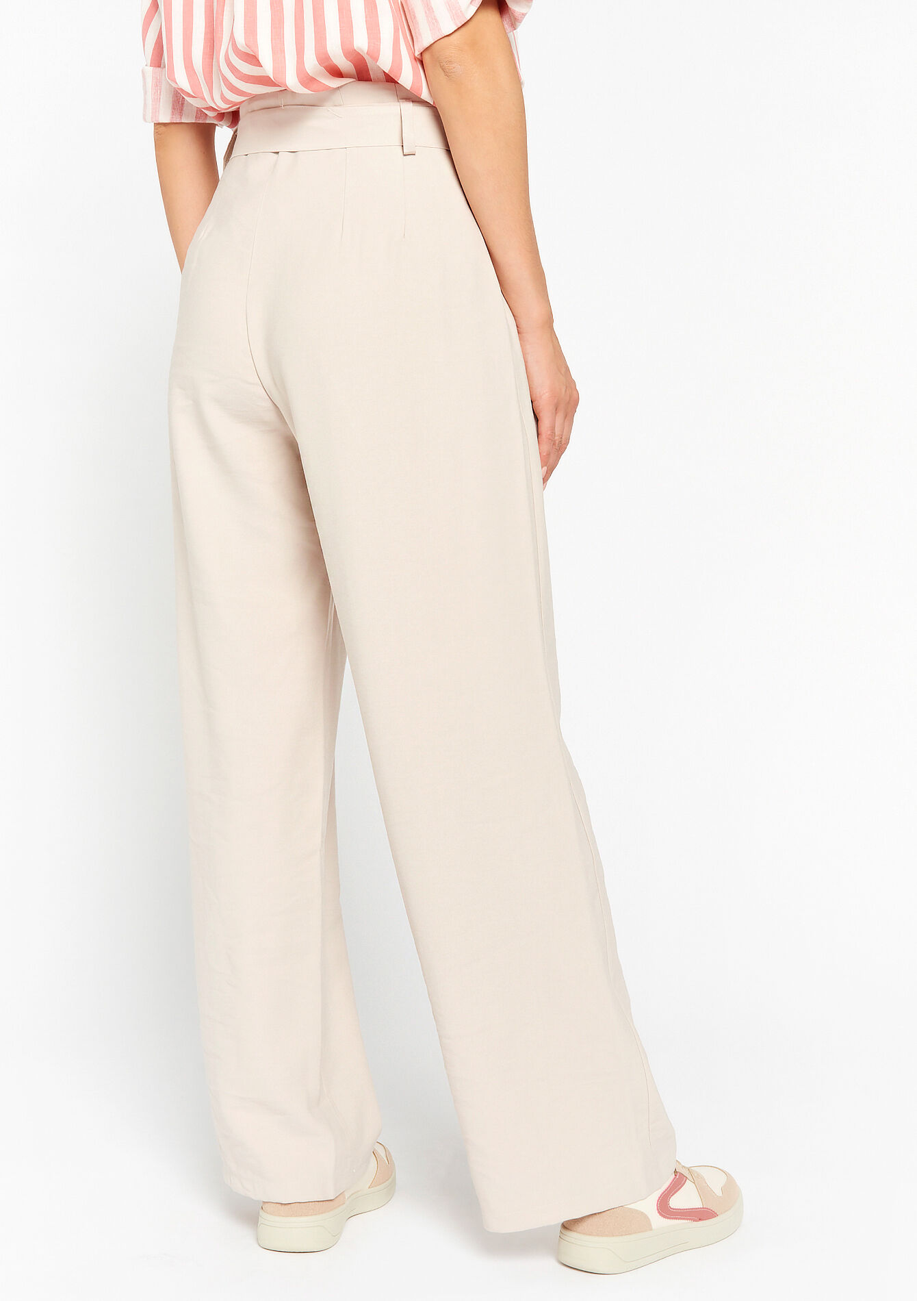 Pantalon paper bag en tencel, Pantalon paper bag en tencel - LT BEIGE - 06100548_2527
