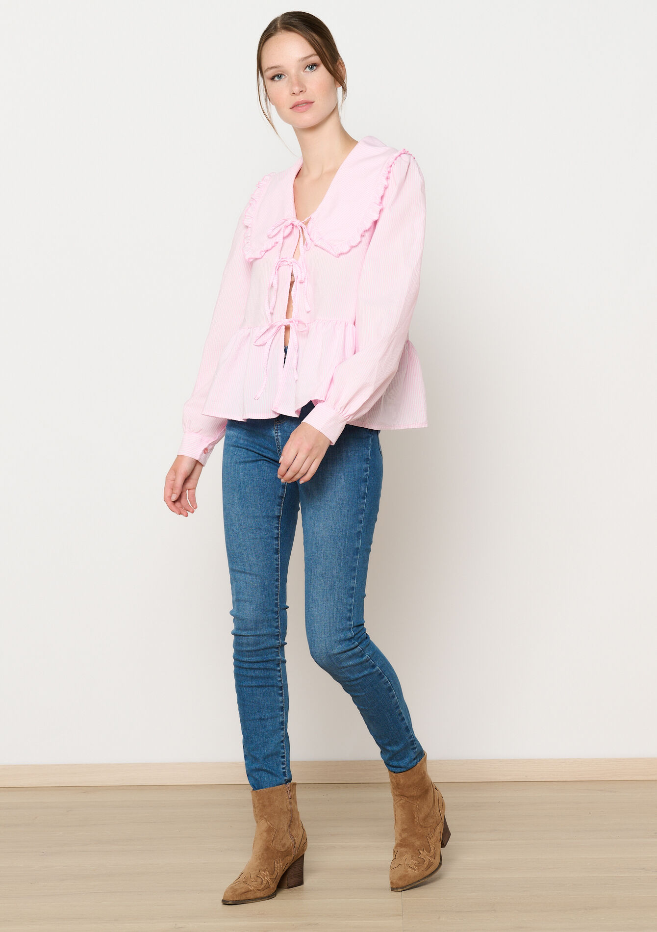 Chemise avec noeuds à nouer - LIGHT PINK - 05702636_1303
