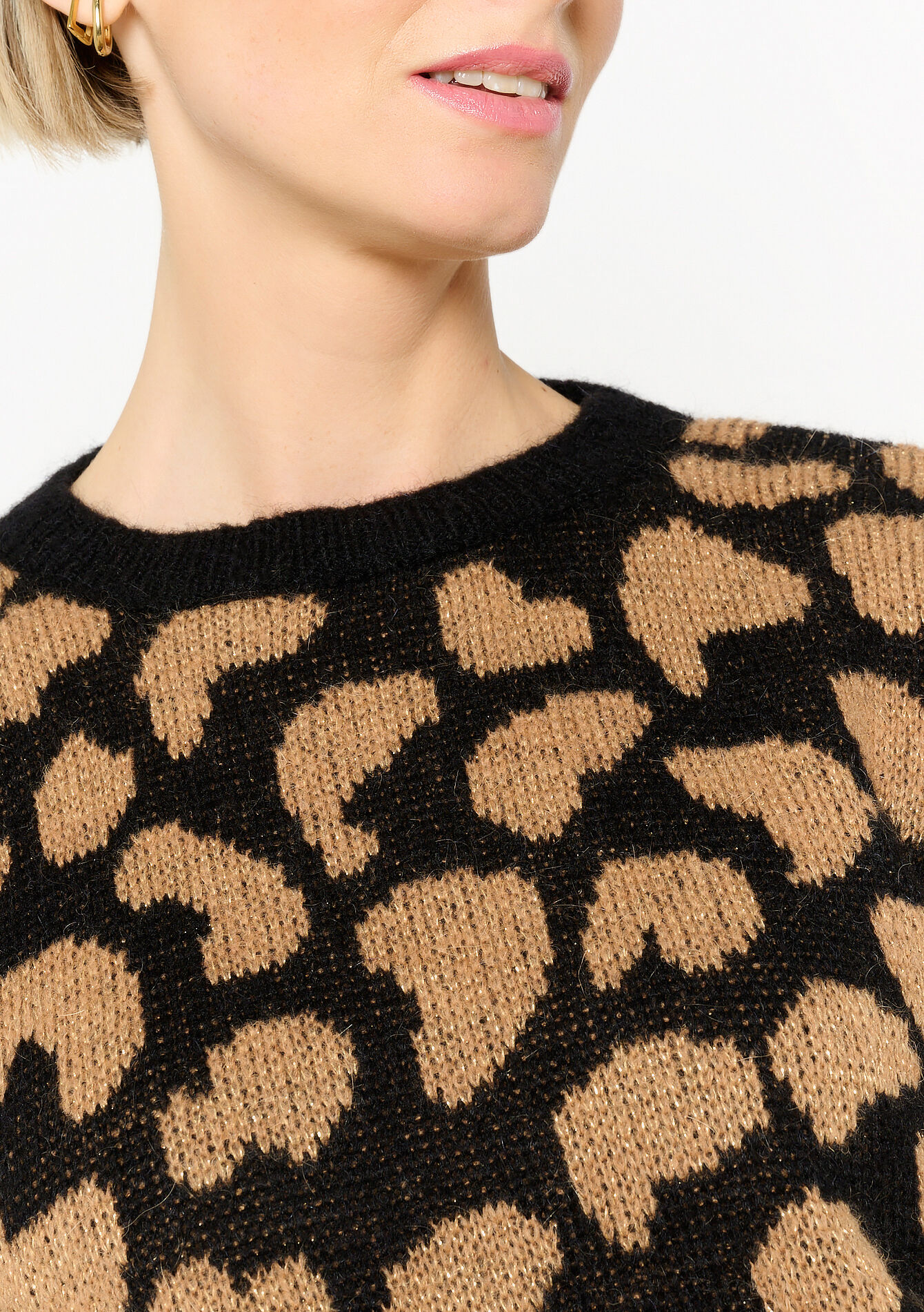 Jacquard trui met luipaardprint, Jacquard trui met luipaardprint - BLACK - 04006824_1119