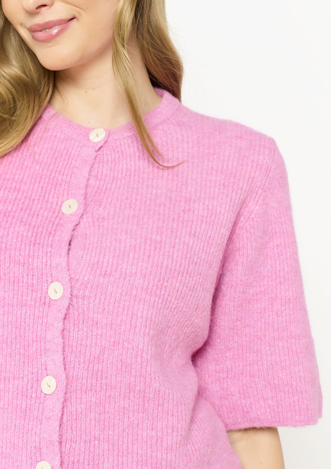 Cardigan with short sleeves, Cardigan with short sleeves - PINK BUBBLEGUM - 04101296_1477