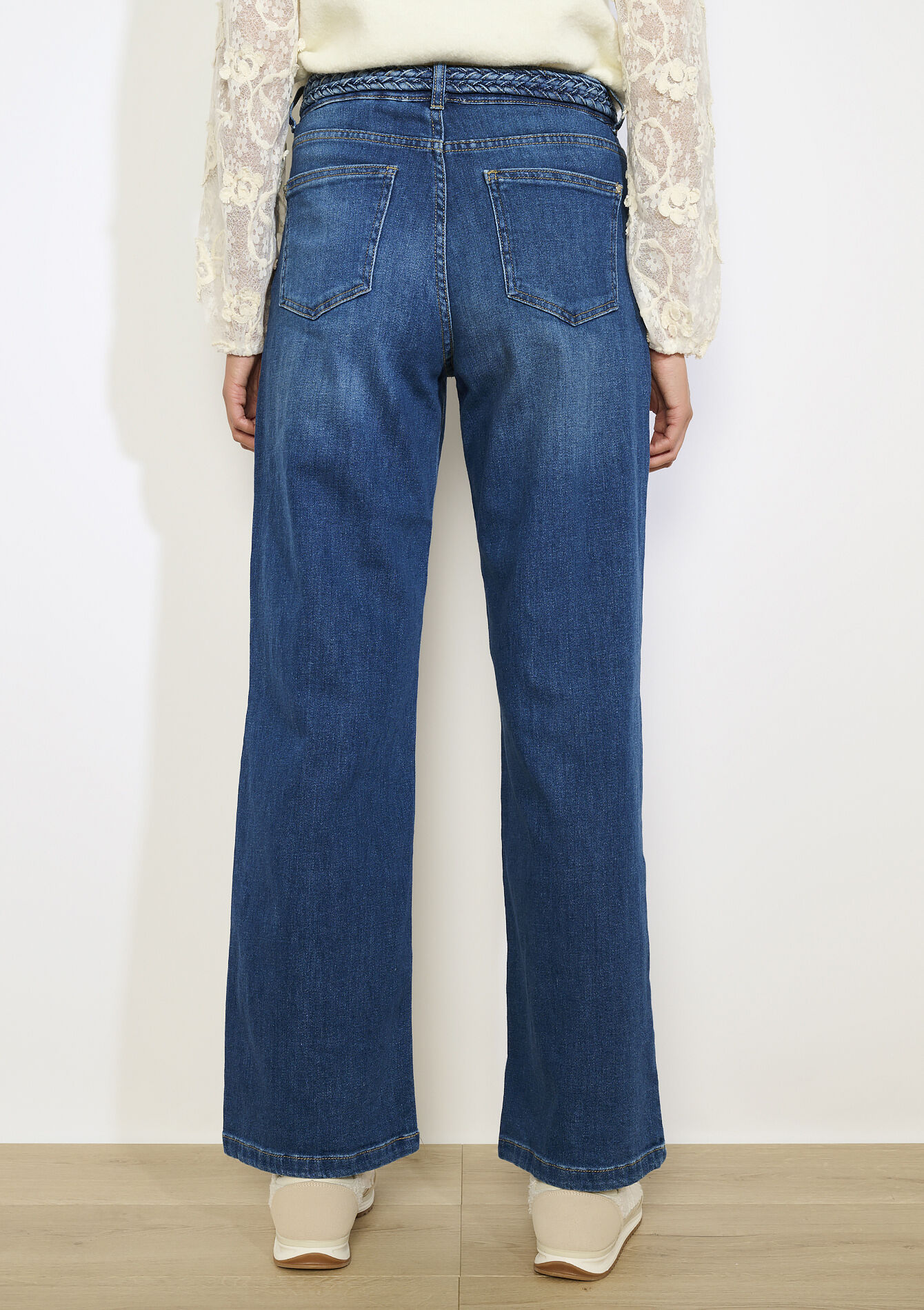 High-waist wijde jeans, High-waist wijde jeans - DARK BLUE - 22000633_0501