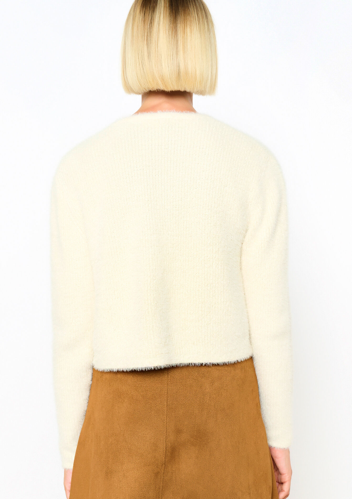 Short bolero in eyelash, Short bolero in eyelash - VANILLA WHITE - 04101145_1013