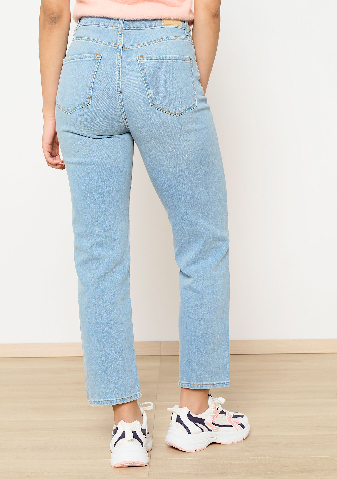 Rechte jeans met hoge taille - BLUE BLEACHED - 22000563_0502