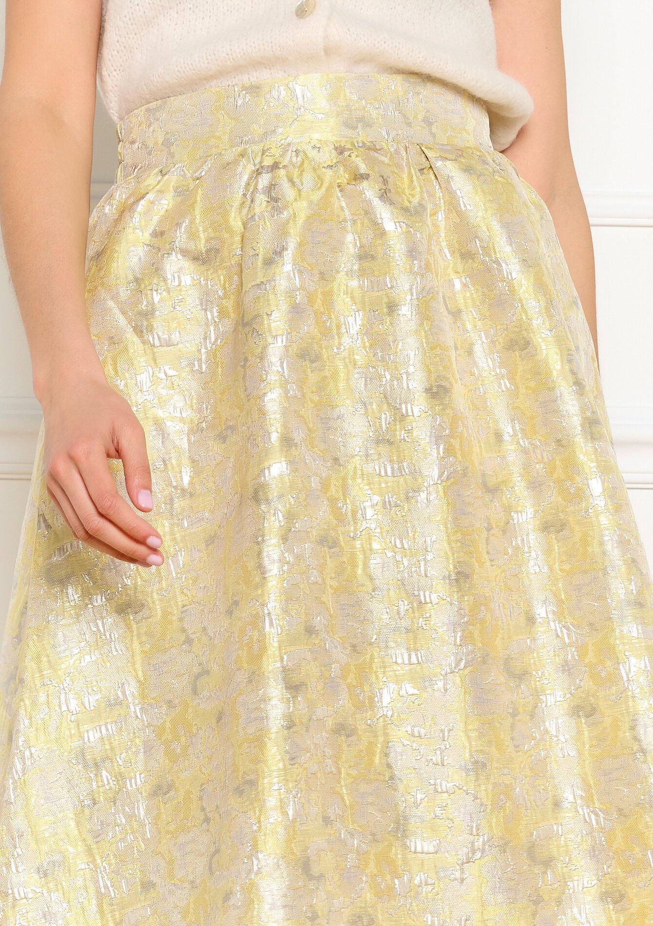 Jupe midi jacquard évasée - YELLOW PASTEL - 07101492_5004