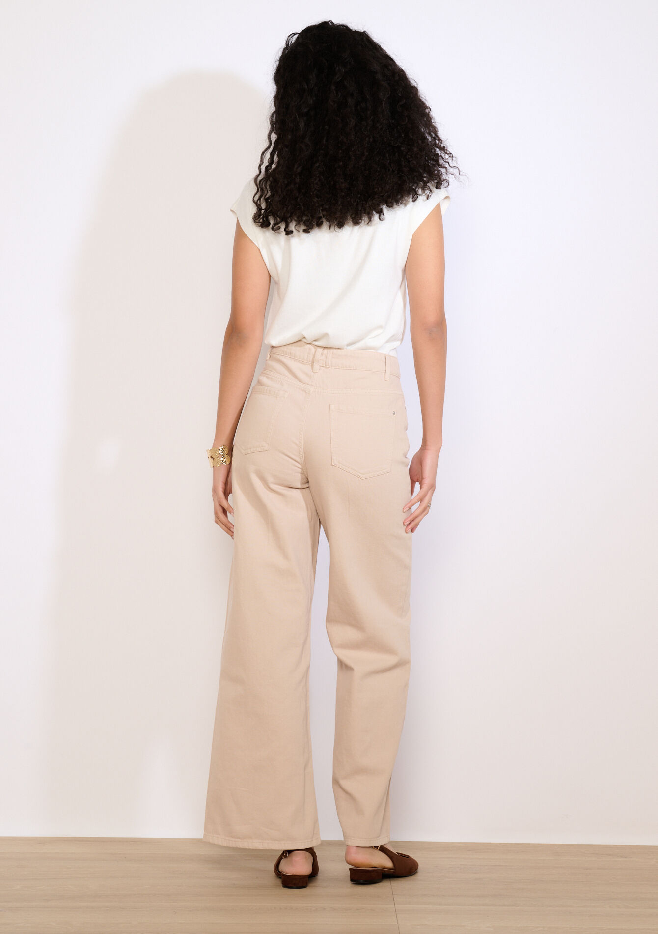 Hoge taille wide-leg broek, Hoge taille wide-leg broek - LT BEIGE - 06004661_2527