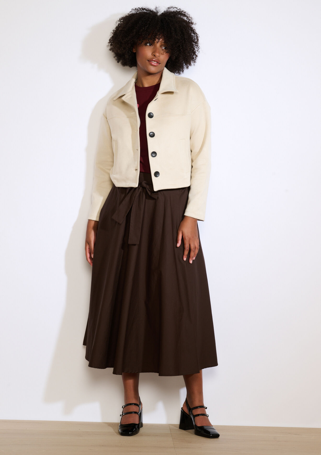 Veste Courte En Suédine, Veste Courte En Suédine - ECRU PEACH - 09001490_2564