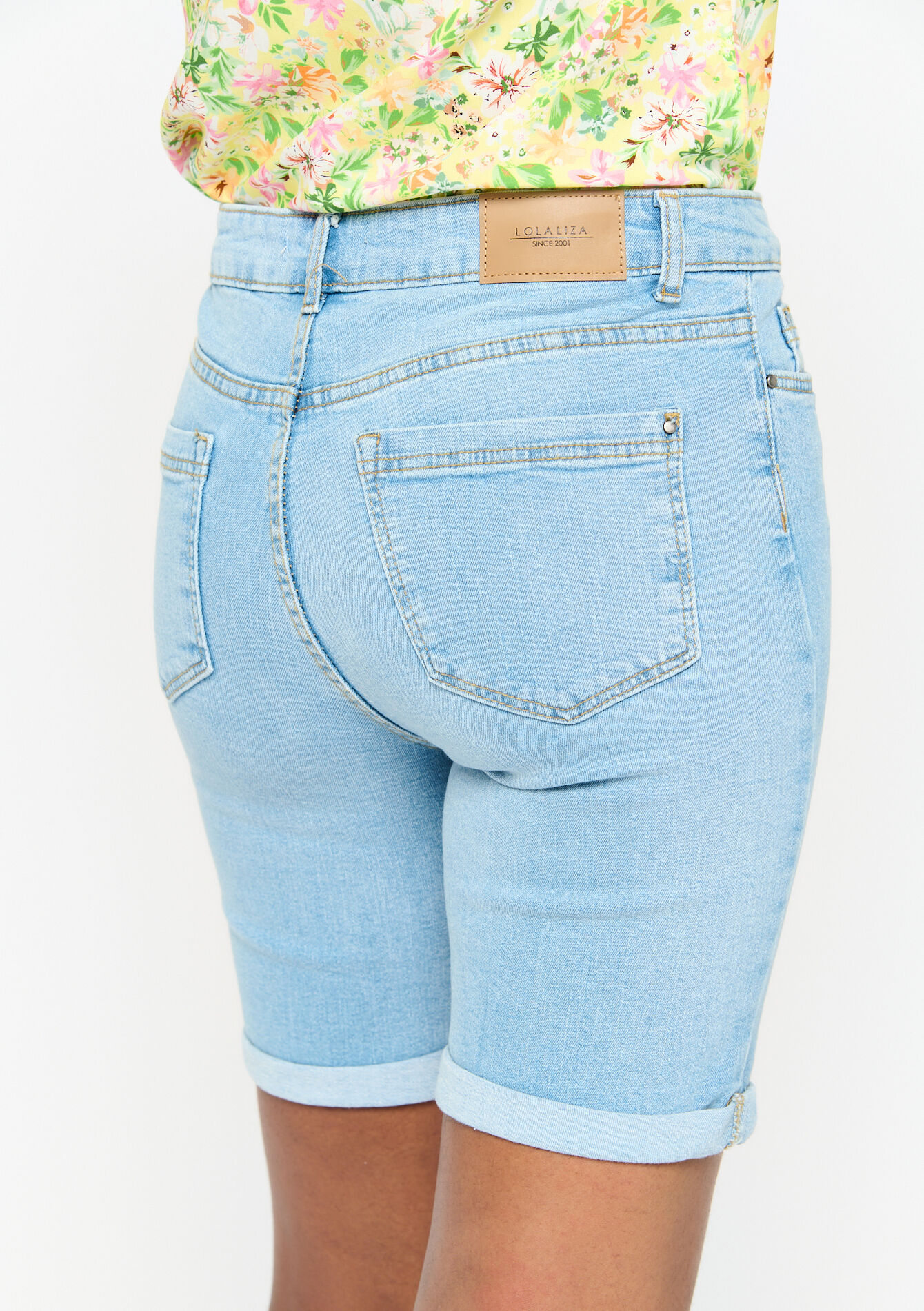 Long denim shorts - BLUE BLEACHED - 22000339_0502
