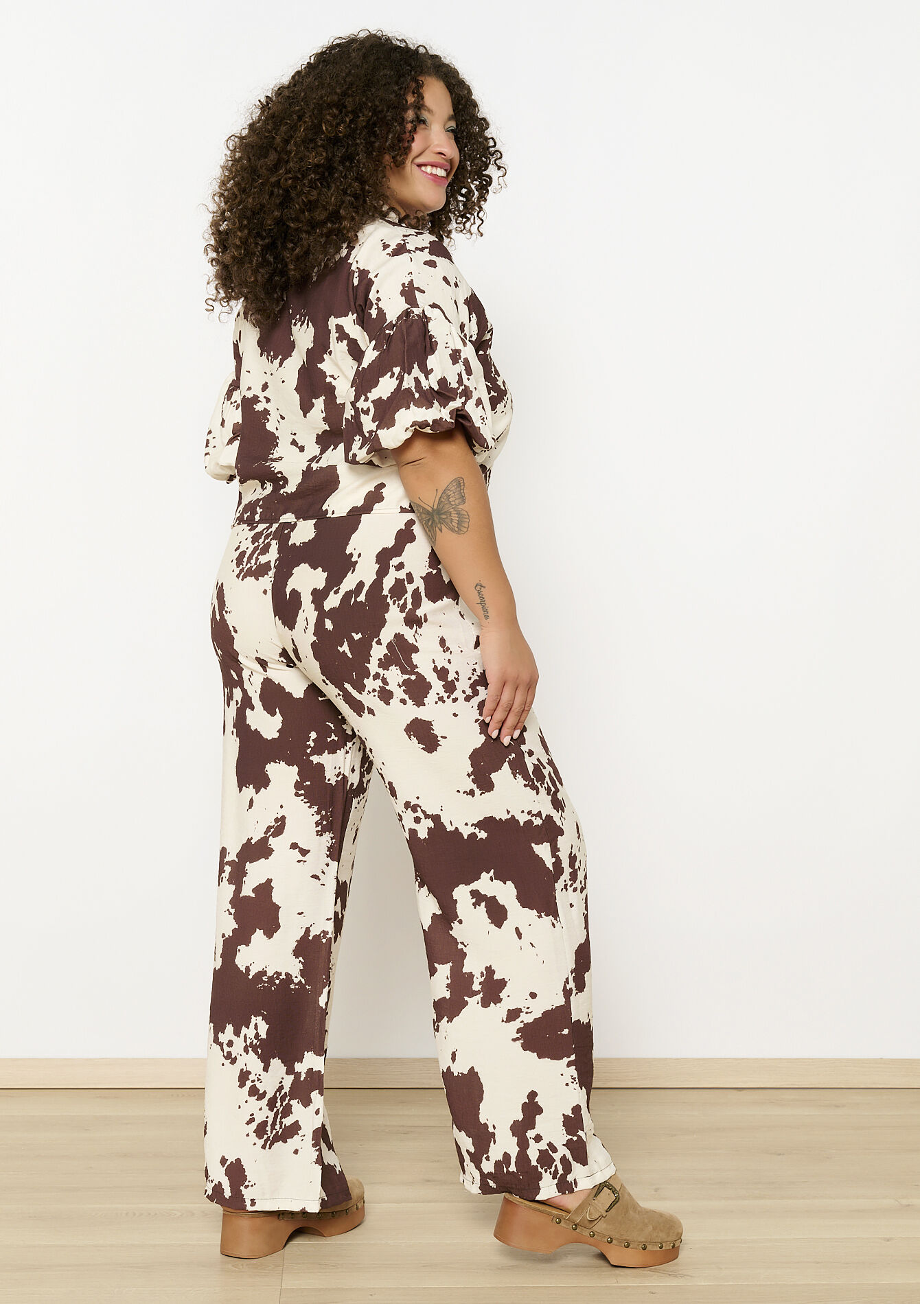 Pantalon imprimé vache, Pantalon imprimé vache - VANILLA WHITE - 06600975