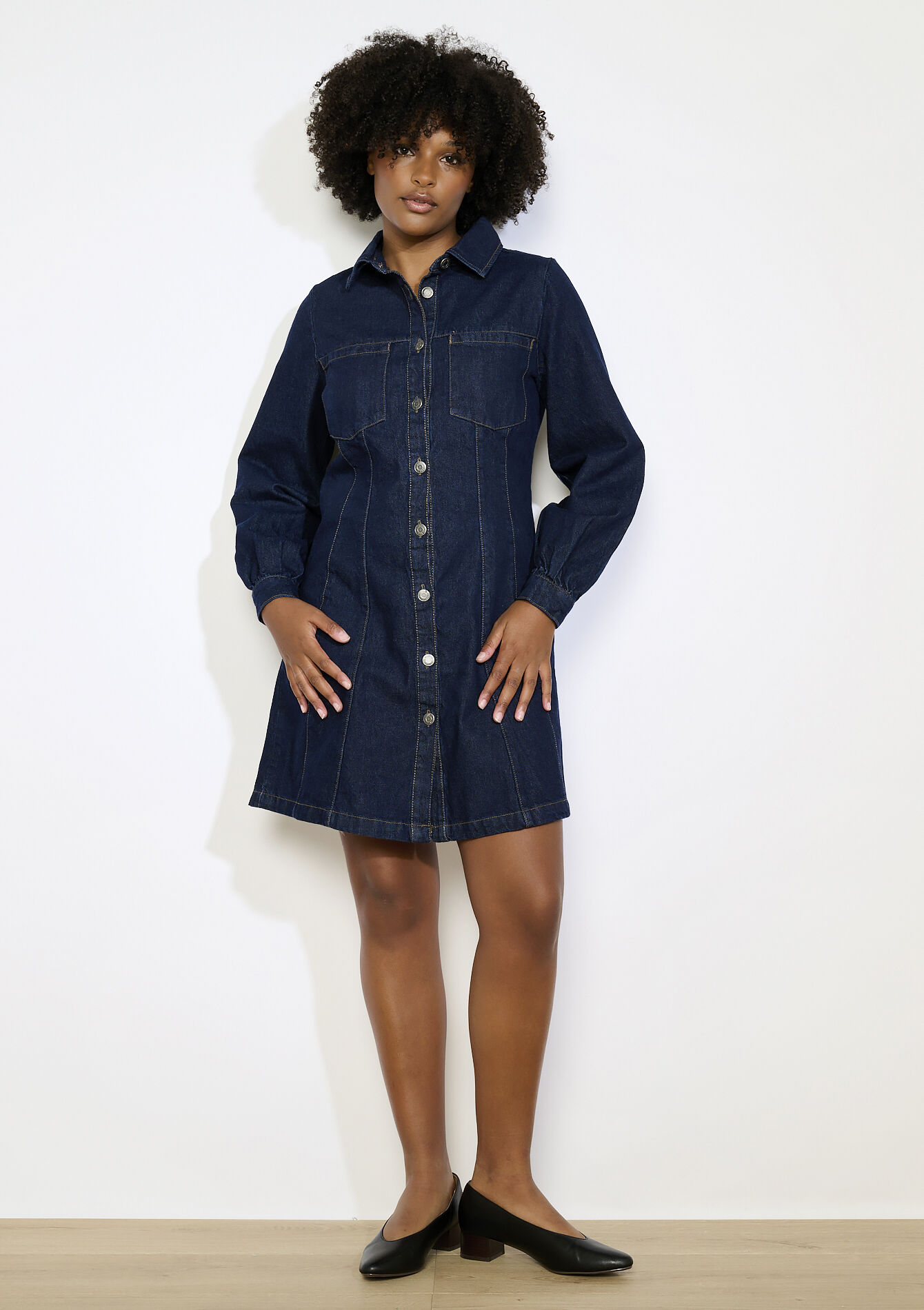 Denim overhemdjurk - DARK BLUE - 08104178_0501