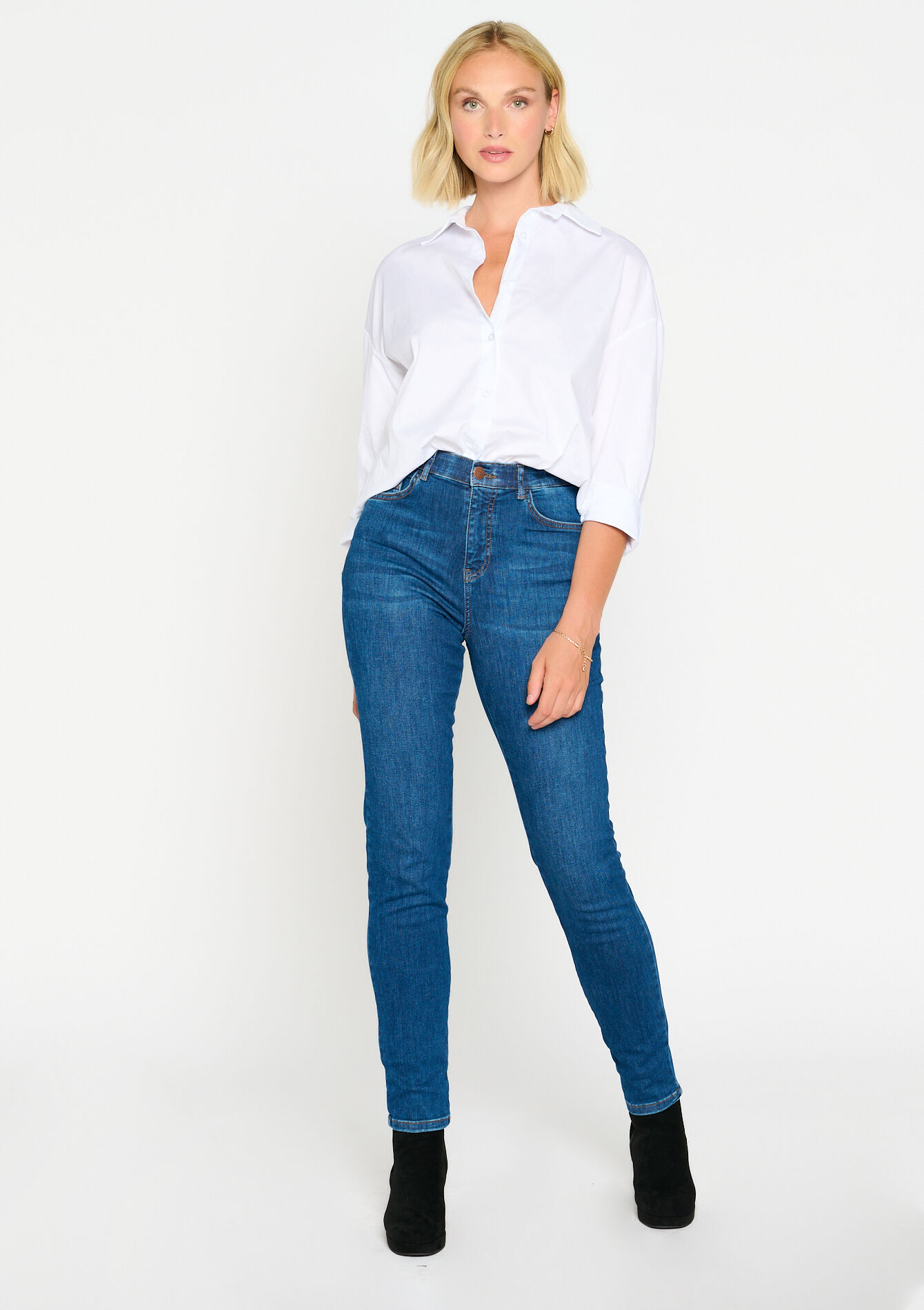 Pantalon slim multitaille, Pantalon slim multitaille - DARK BLUE - 22000393_0501