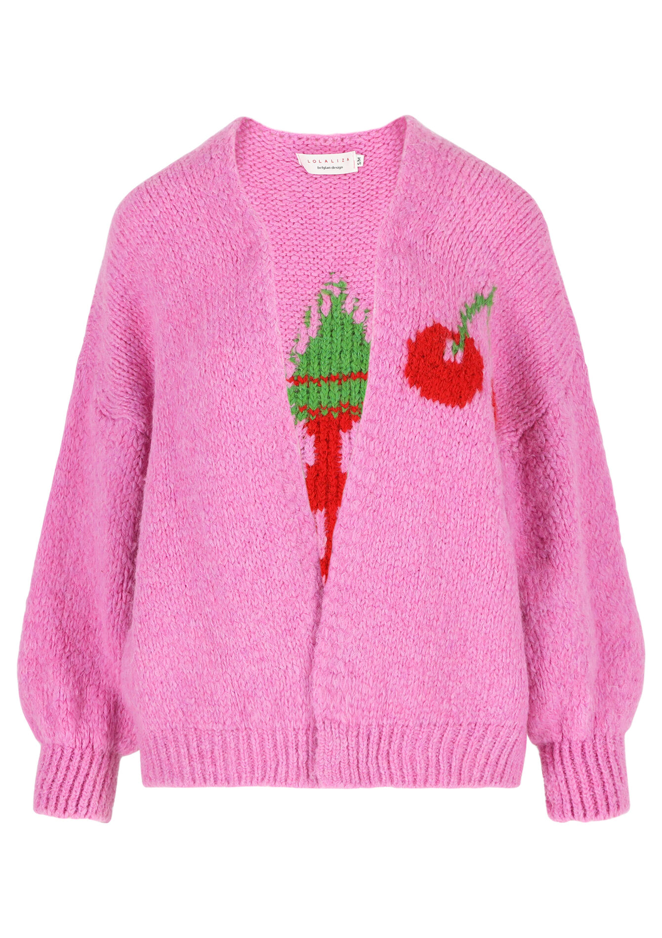 Cardigan with cherry print - FUCHSIA - 04101210_5626