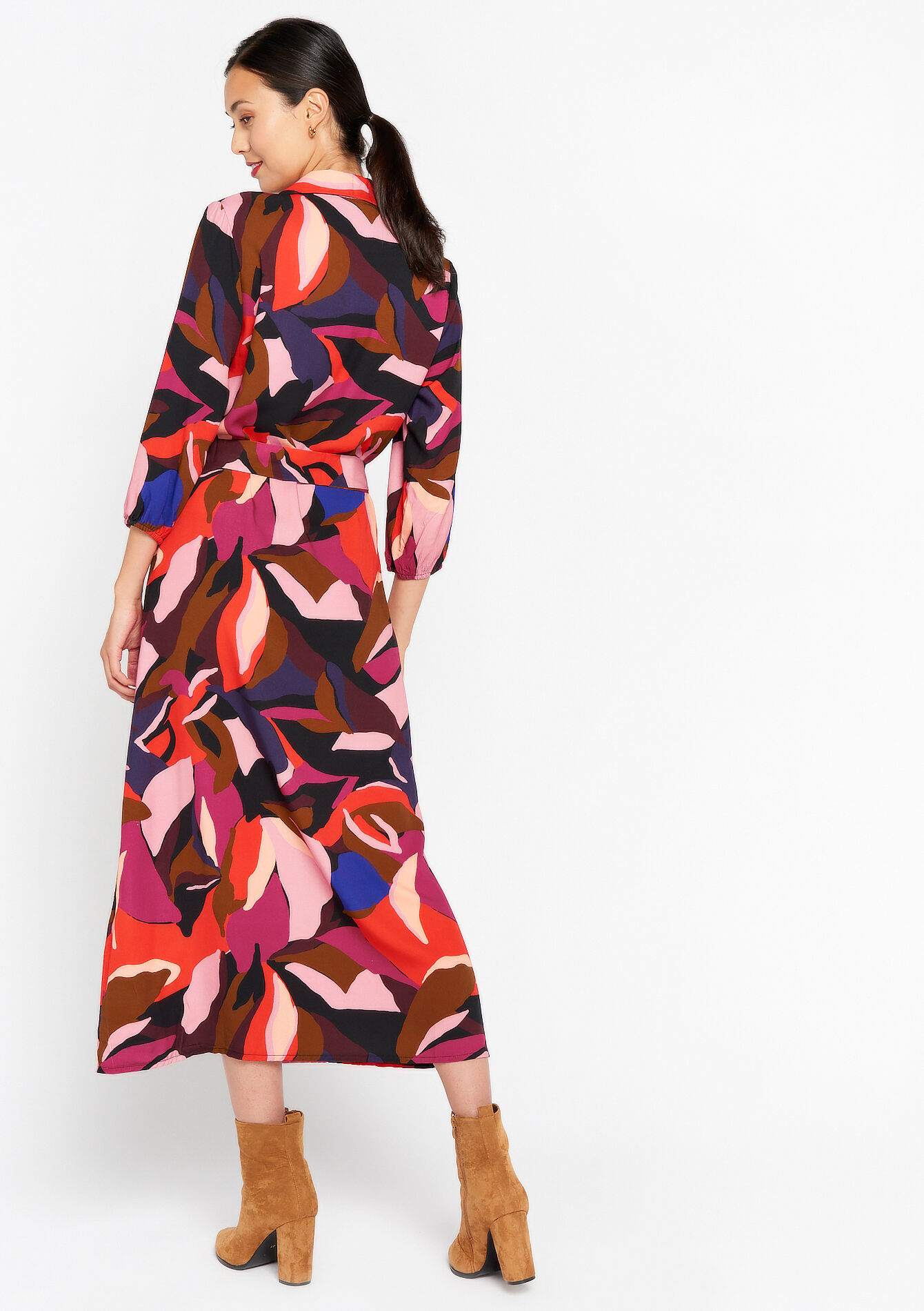 Hemdjurk met abstracte print, Hemdjurk met abstracte print - COSMI PINK - 08602183_4101