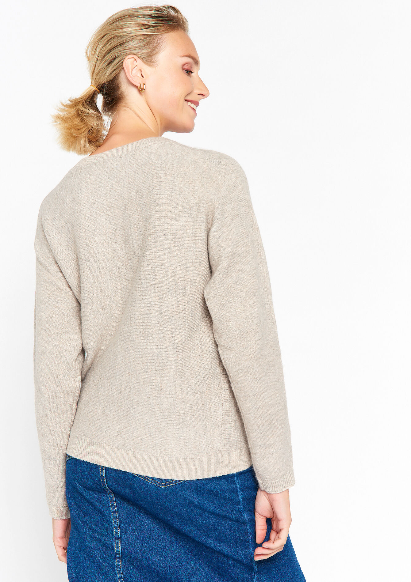 Trui met kralendetail, Trui met kralendetail - TAUPE - 04006168