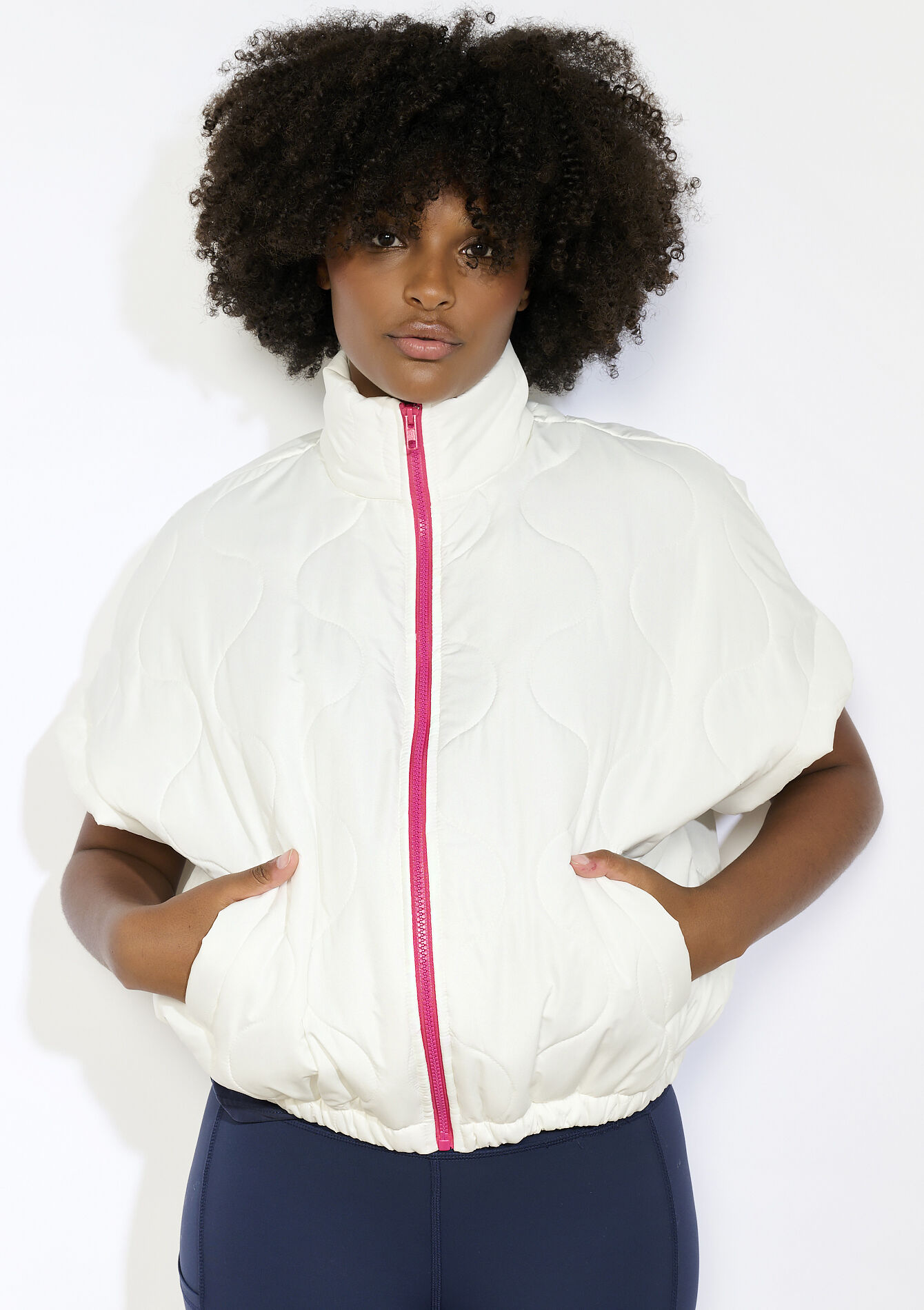 Mouwloze gewatteerde jas, Mouwloze gewatteerde jas - VANILLA WHITE - 09001491_1013